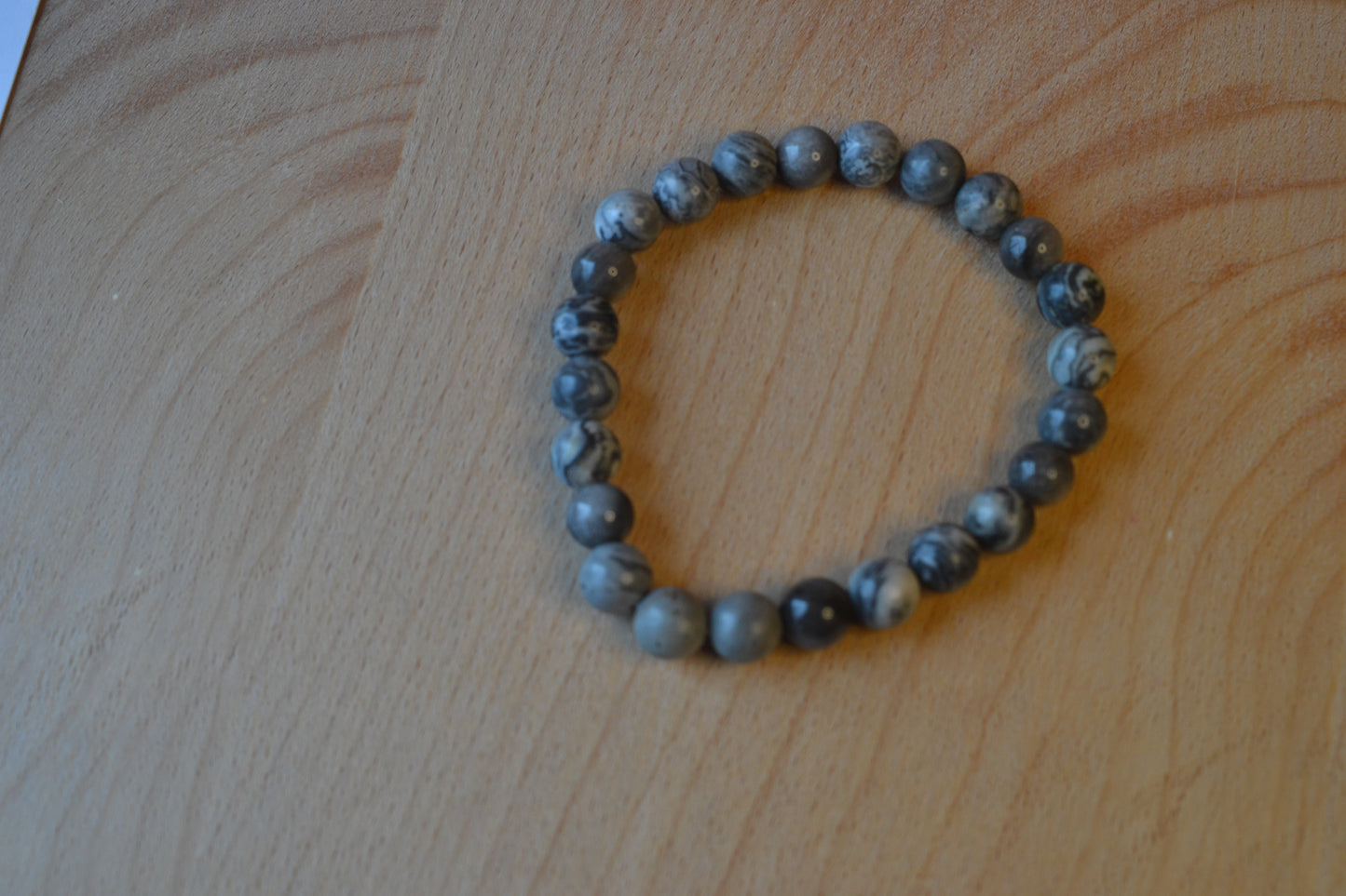 Grey Jasper & Silver Obsidian Bracelet – Grounding, Clarity & Protection