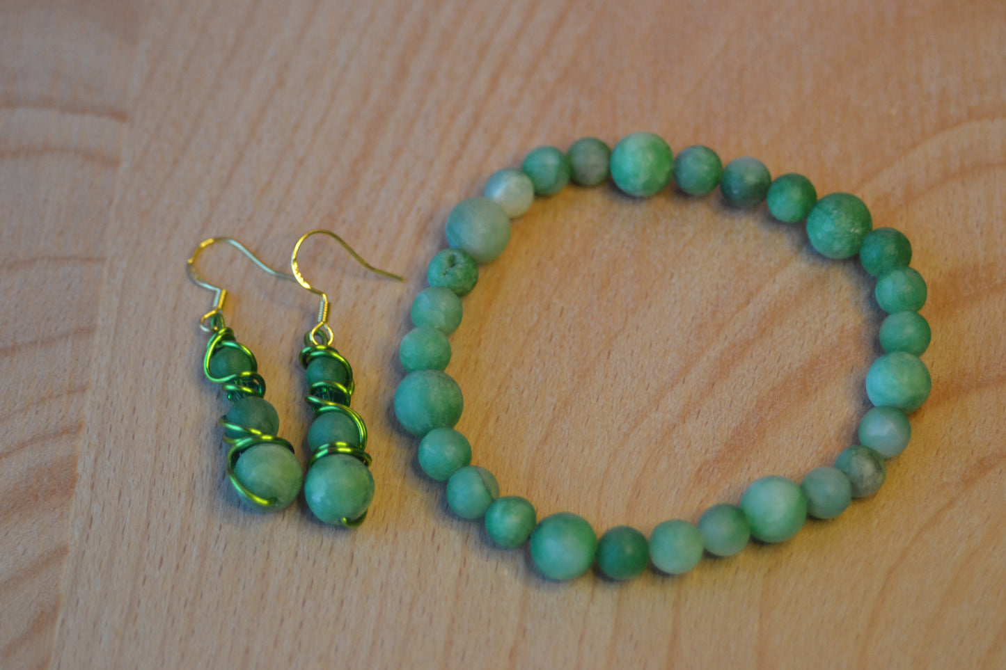 Unpolished Jade Bracelet & Earring Set – Raw Heart Energy & Earth Elegance