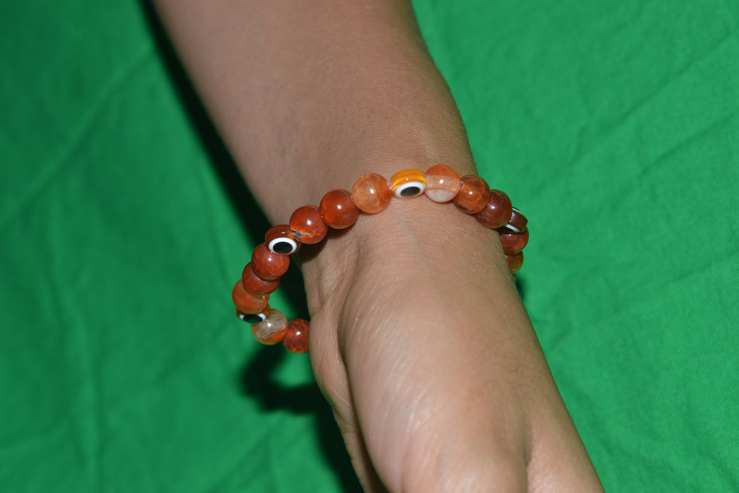 Fire Agate & Evil Eye Bracelet – Protection, Confidence & Bold Solar Energy