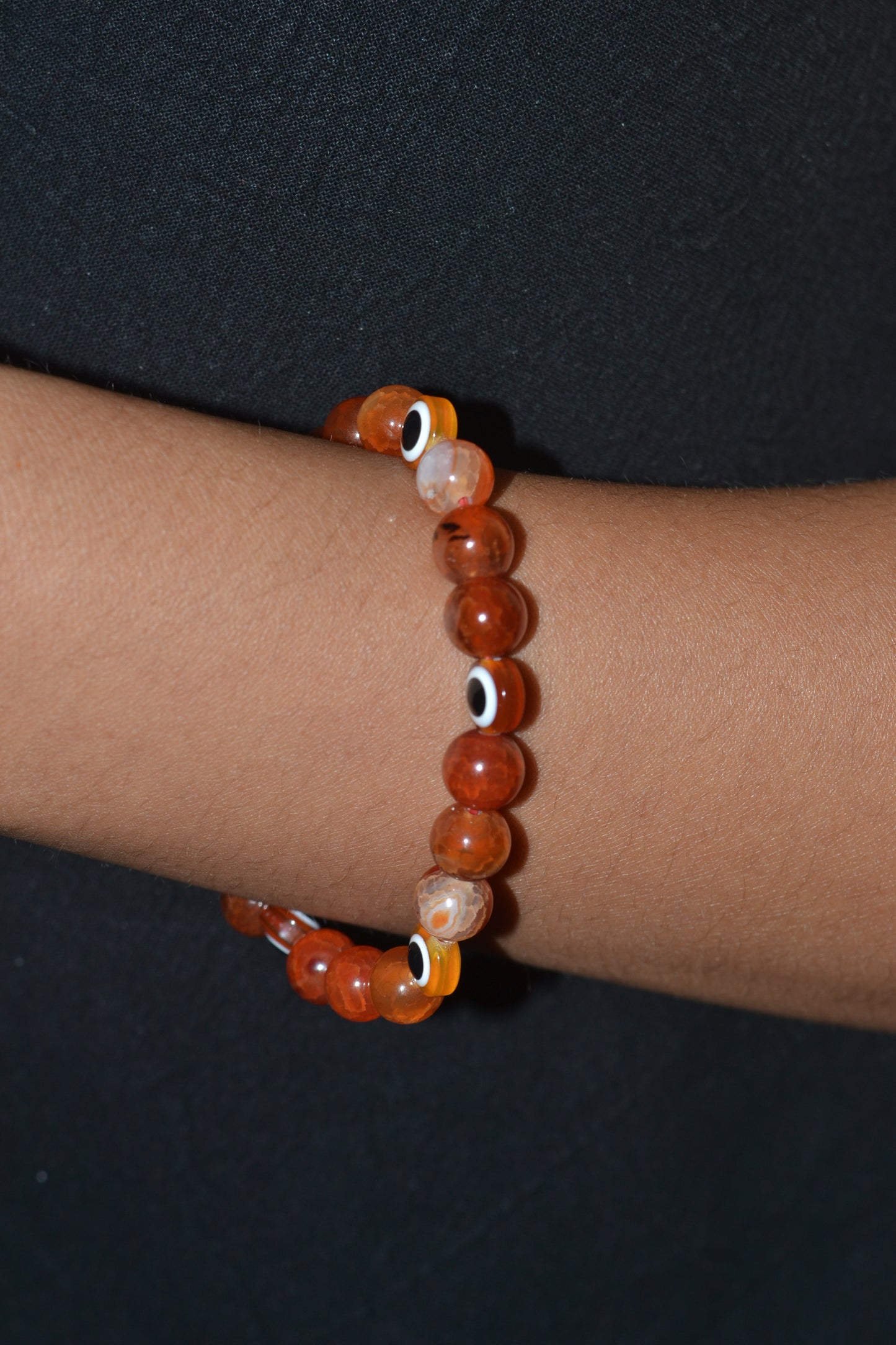 Fire Agate & Evil Eye Bracelet – Protection, Confidence & Bold Solar Energy