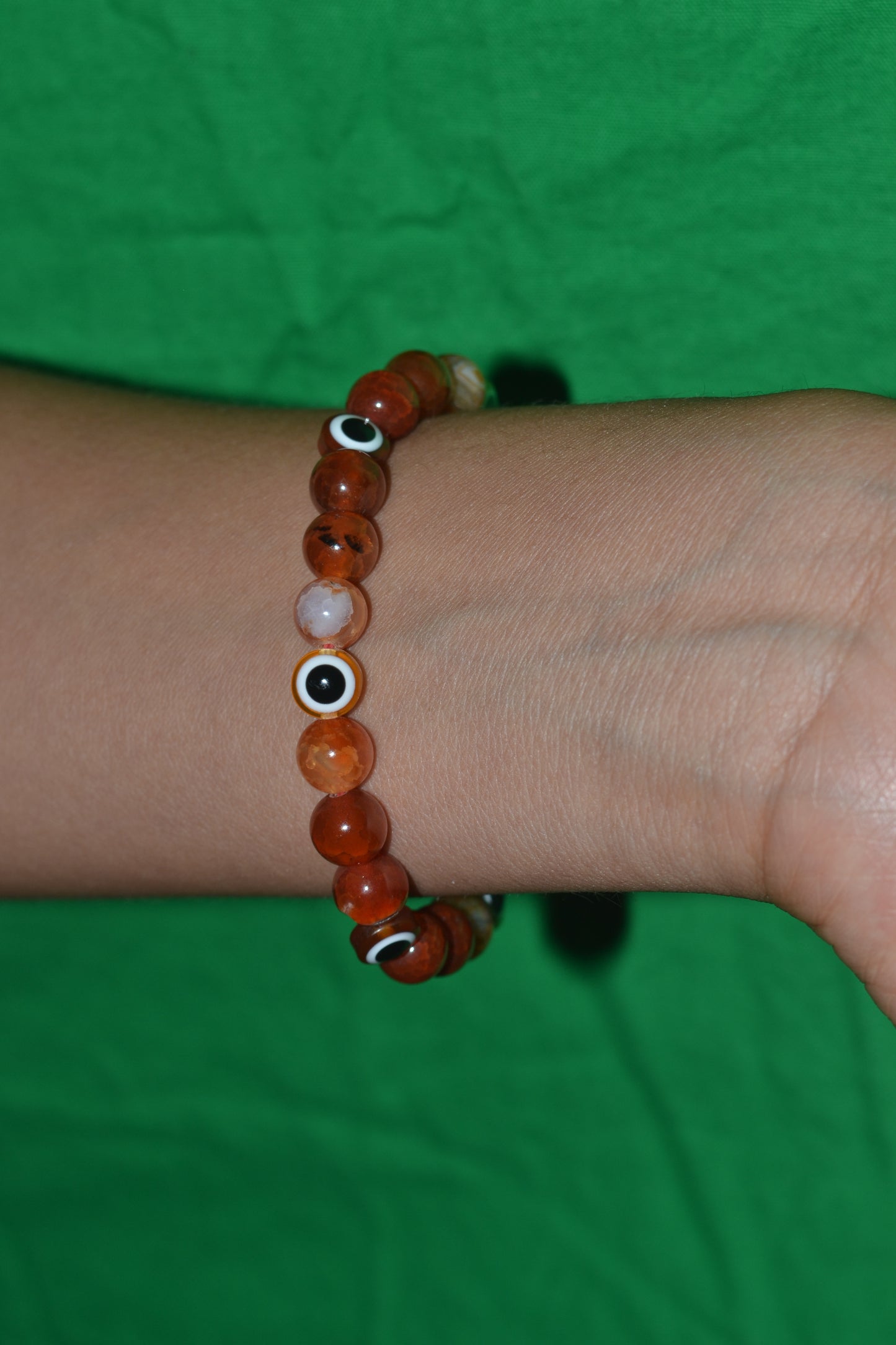 Fire Agate & Evil Eye Bracelet – Protection, Confidence & Bold Solar Energy