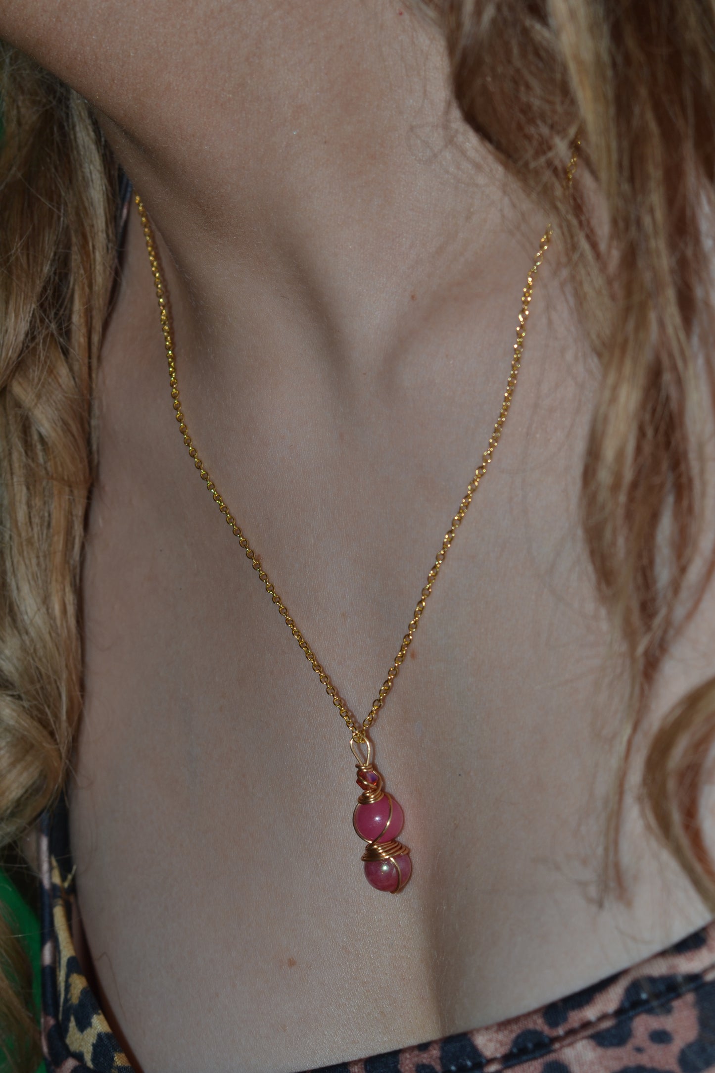 Pink Jade & Gold Set – Heart-Centered Confidence & Grace (925 Necklace + Earrings)