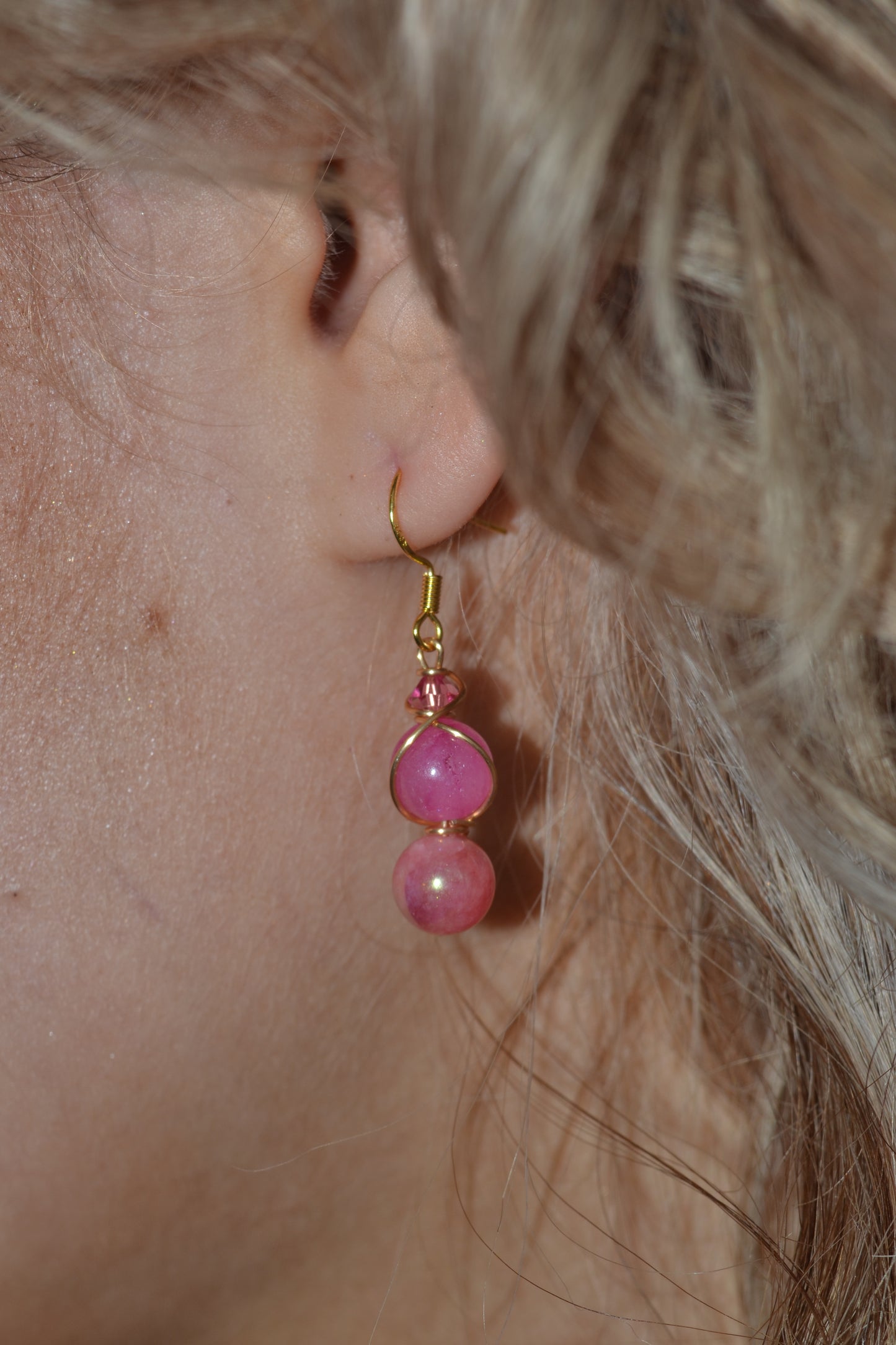 Pink Jade & Gold Set – Heart-Centered Confidence & Grace (925 Necklace + Earrings)