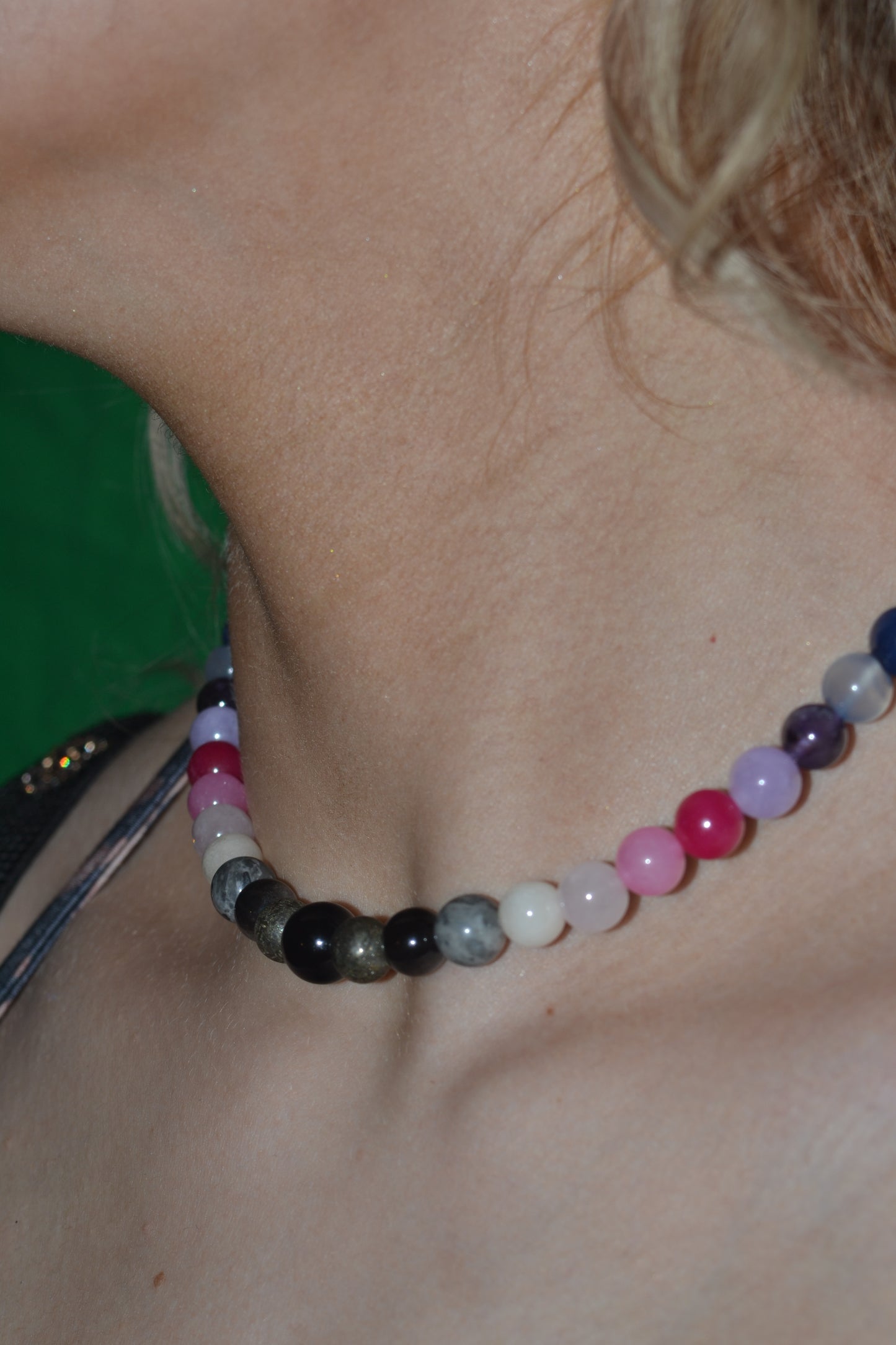 Gemstone Rainbow Journey Choker – Dual-Sided Power with Yellow Tiger’s Eye & Black Onyx (16”)
