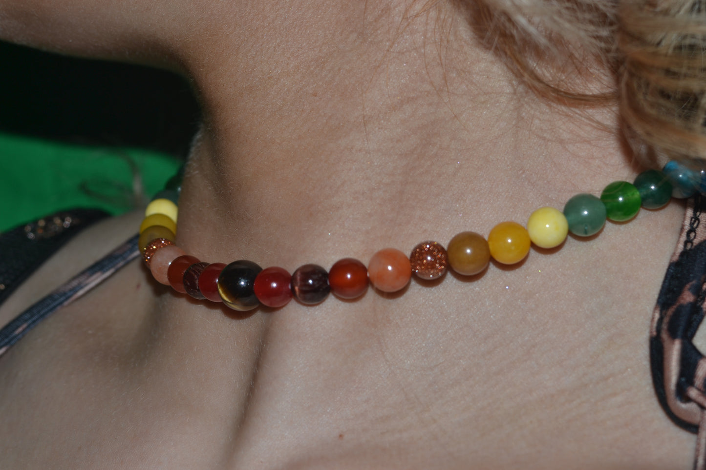 Gemstone Rainbow Journey Choker – Dual-Sided Power with Yellow Tiger’s Eye & Black Onyx (16”)