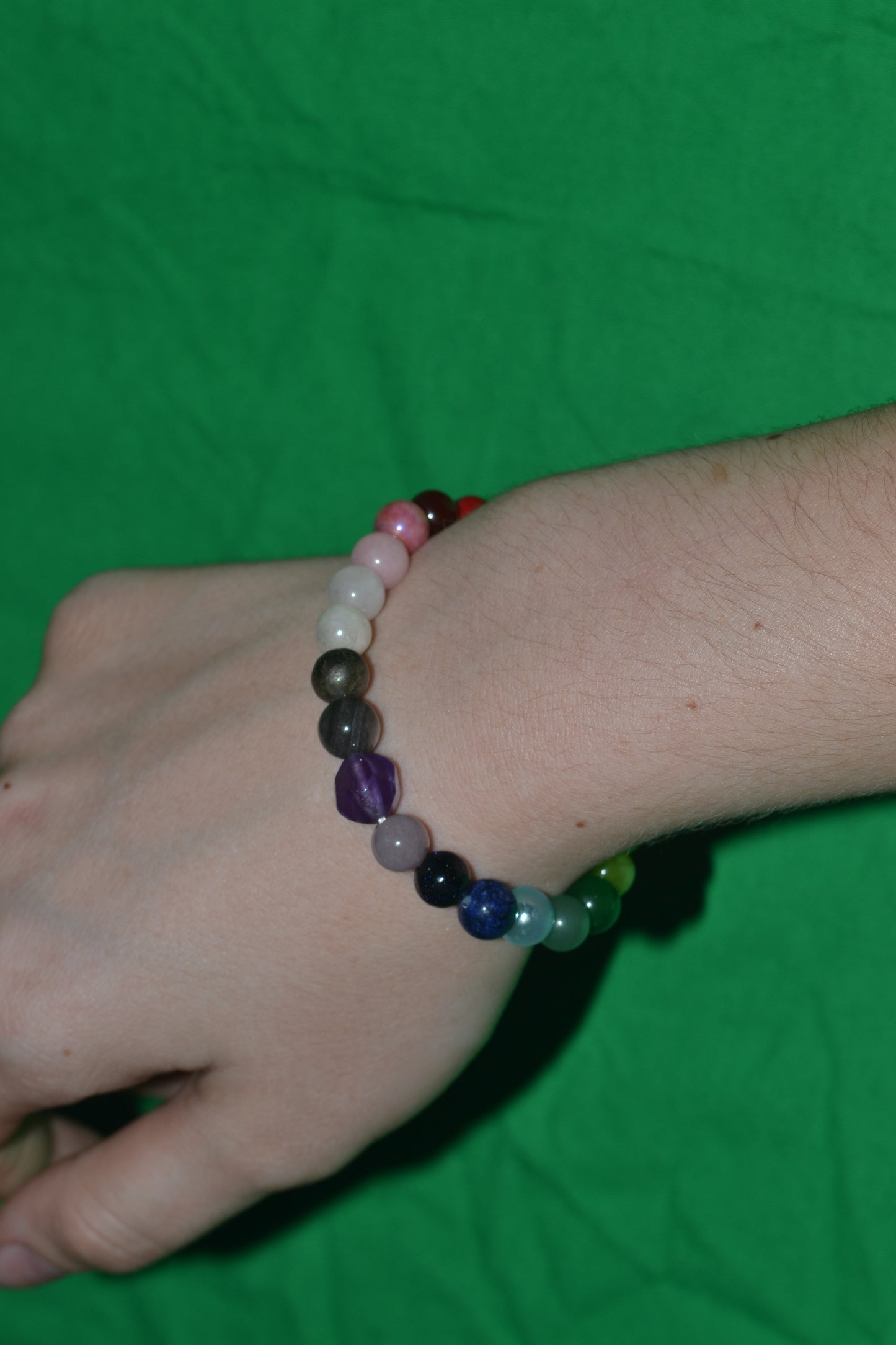 Faceted Amethyst-Centered Rainbow Gemstone Bracelet – Alignment, Strength & Clarity