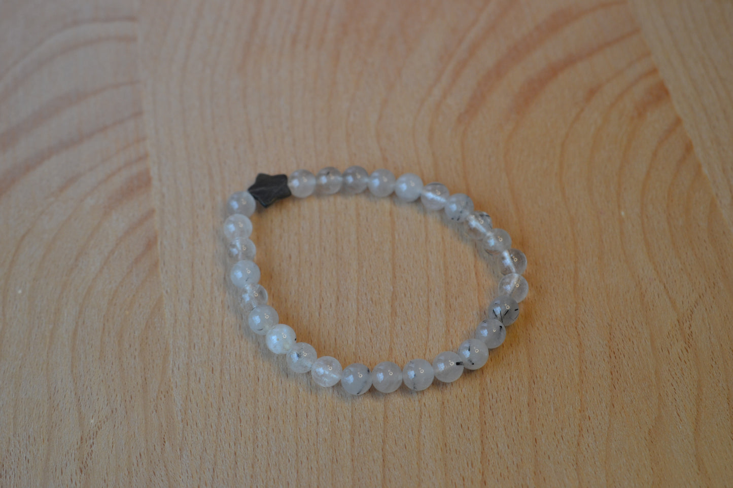 Tourmalated Quartz Bracelet with Mother of Pearl Star – Light & Shadow Balance