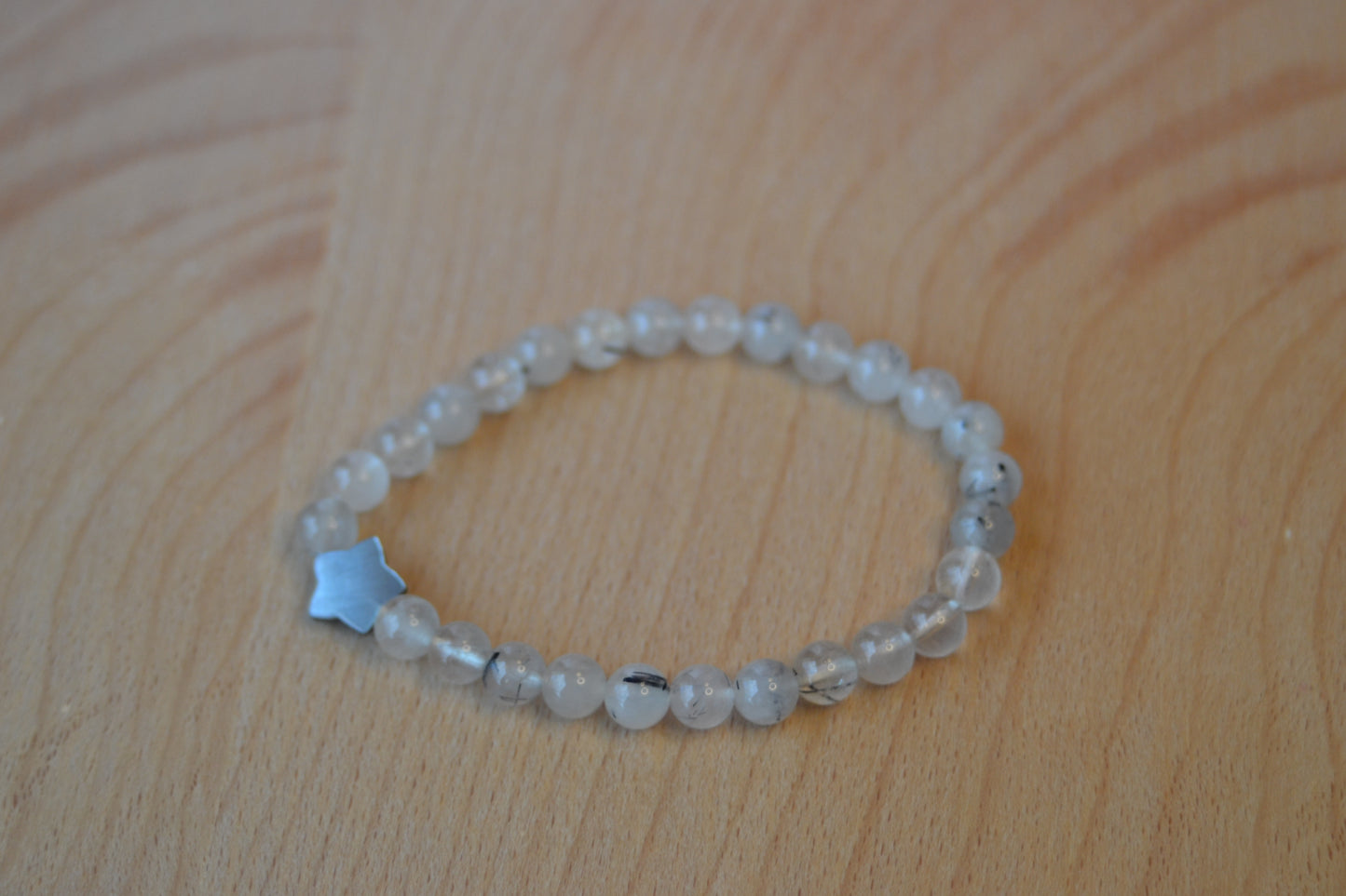 Tourmalated Quartz Bracelet with Mother of Pearl Star – Light & Shadow Balance