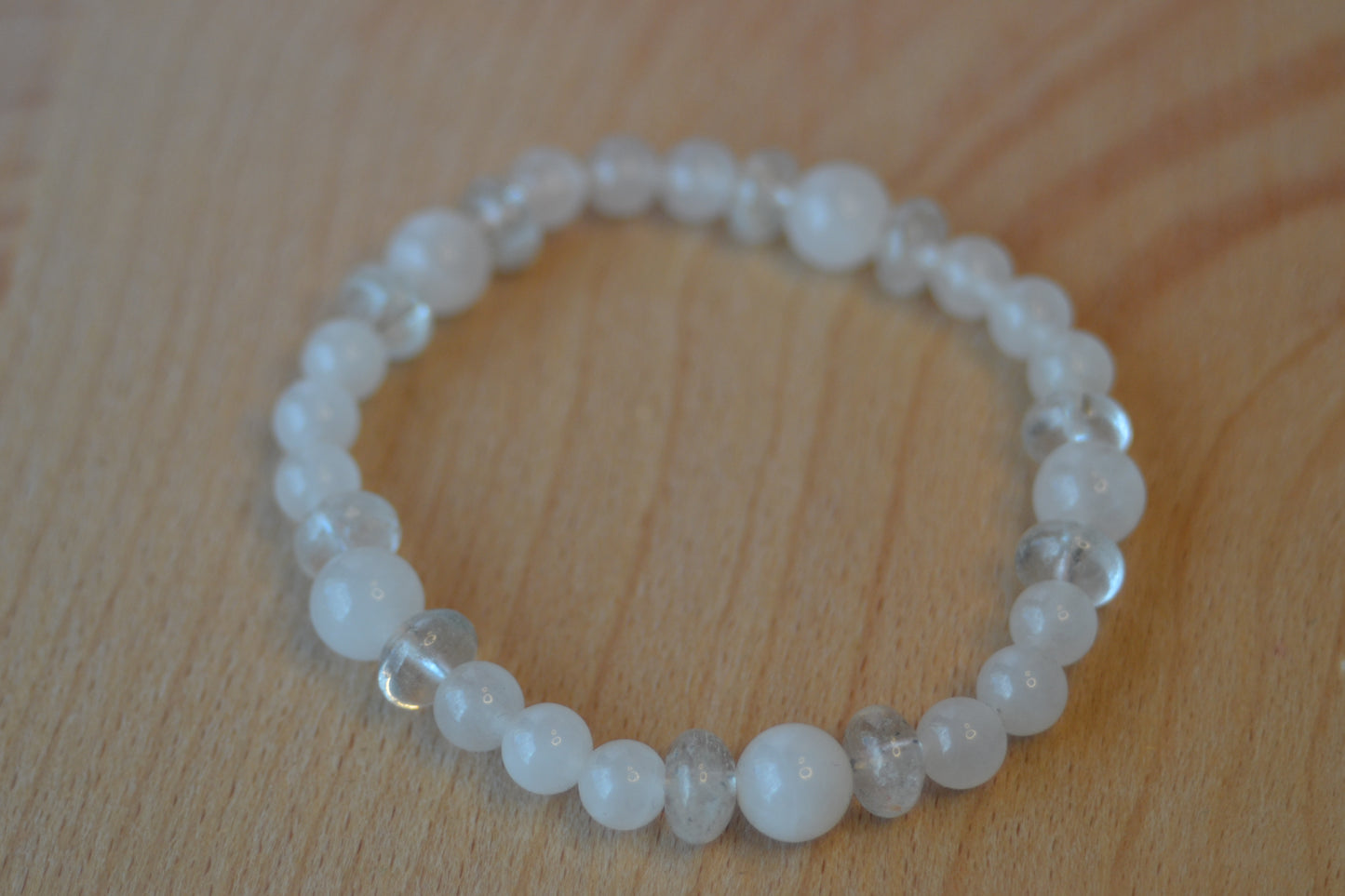 Moonstone & Quartz Bracelet – Intuition, Clarity & Feminine Energy