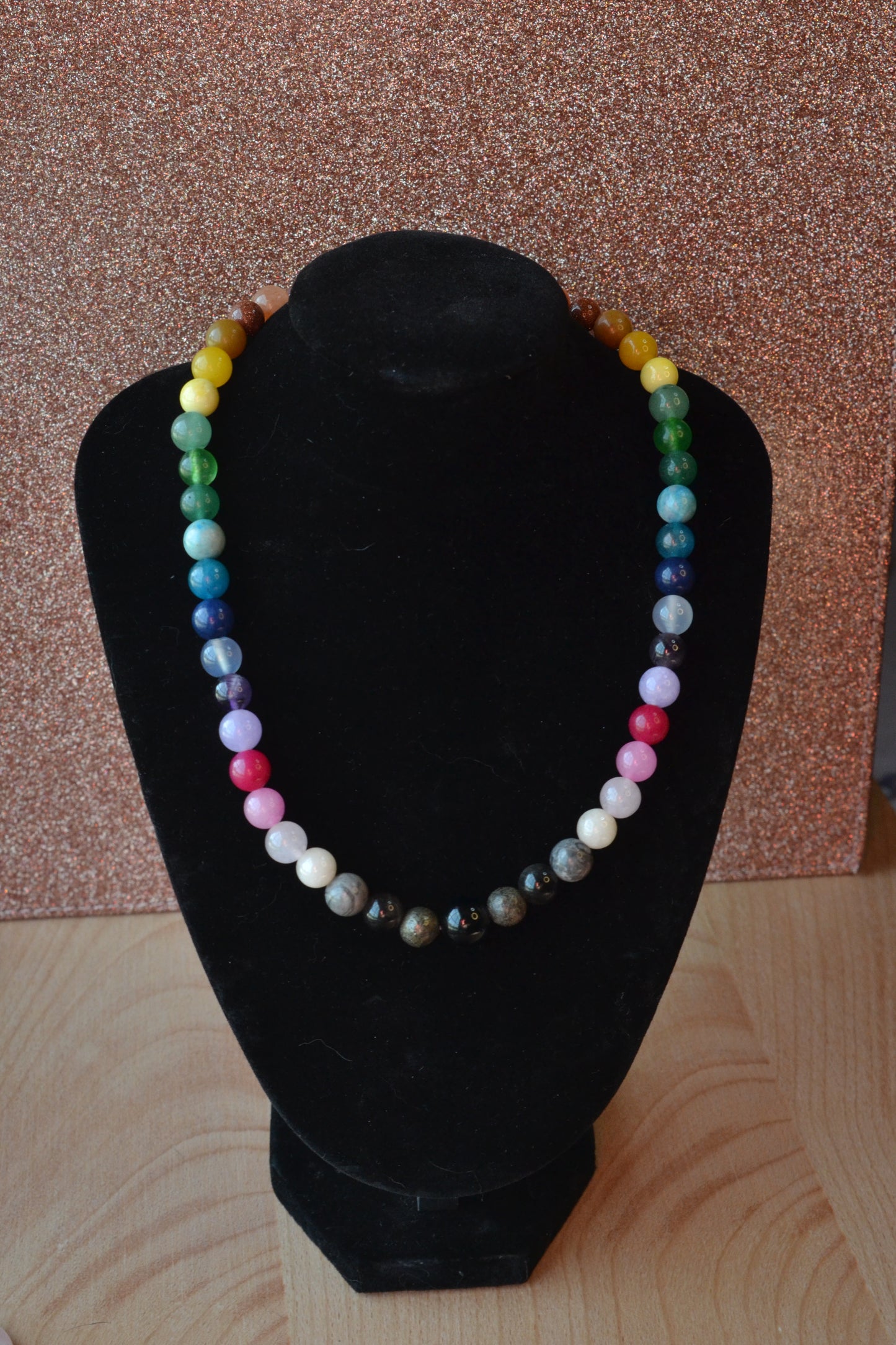 Gemstone Rainbow Journey Choker – Dual-Sided Power with Yellow Tiger’s Eye & Black Onyx (16”)