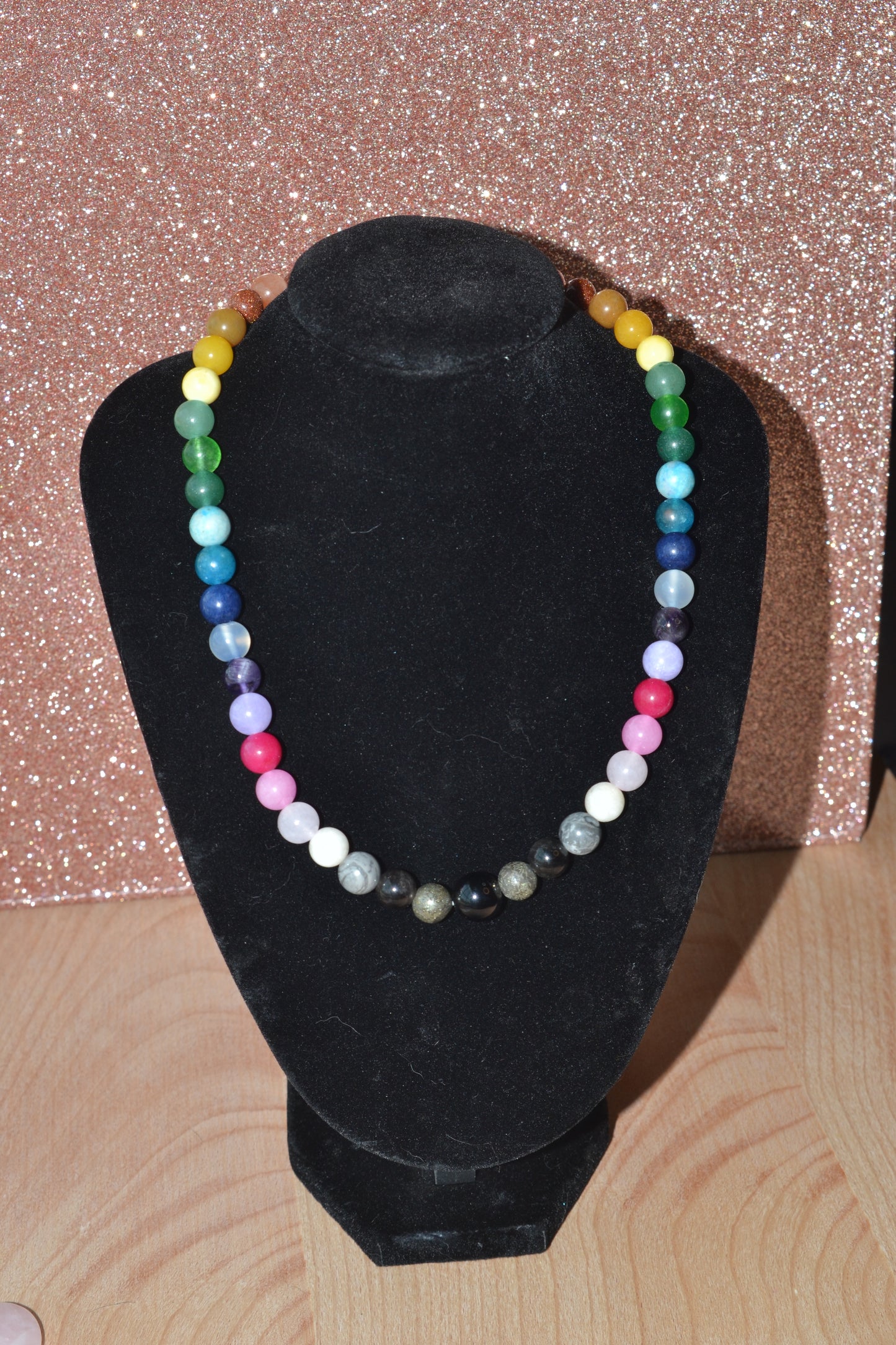 Gemstone Rainbow Journey Choker – Dual-Sided Power with Yellow Tiger’s Eye & Black Onyx (16”)