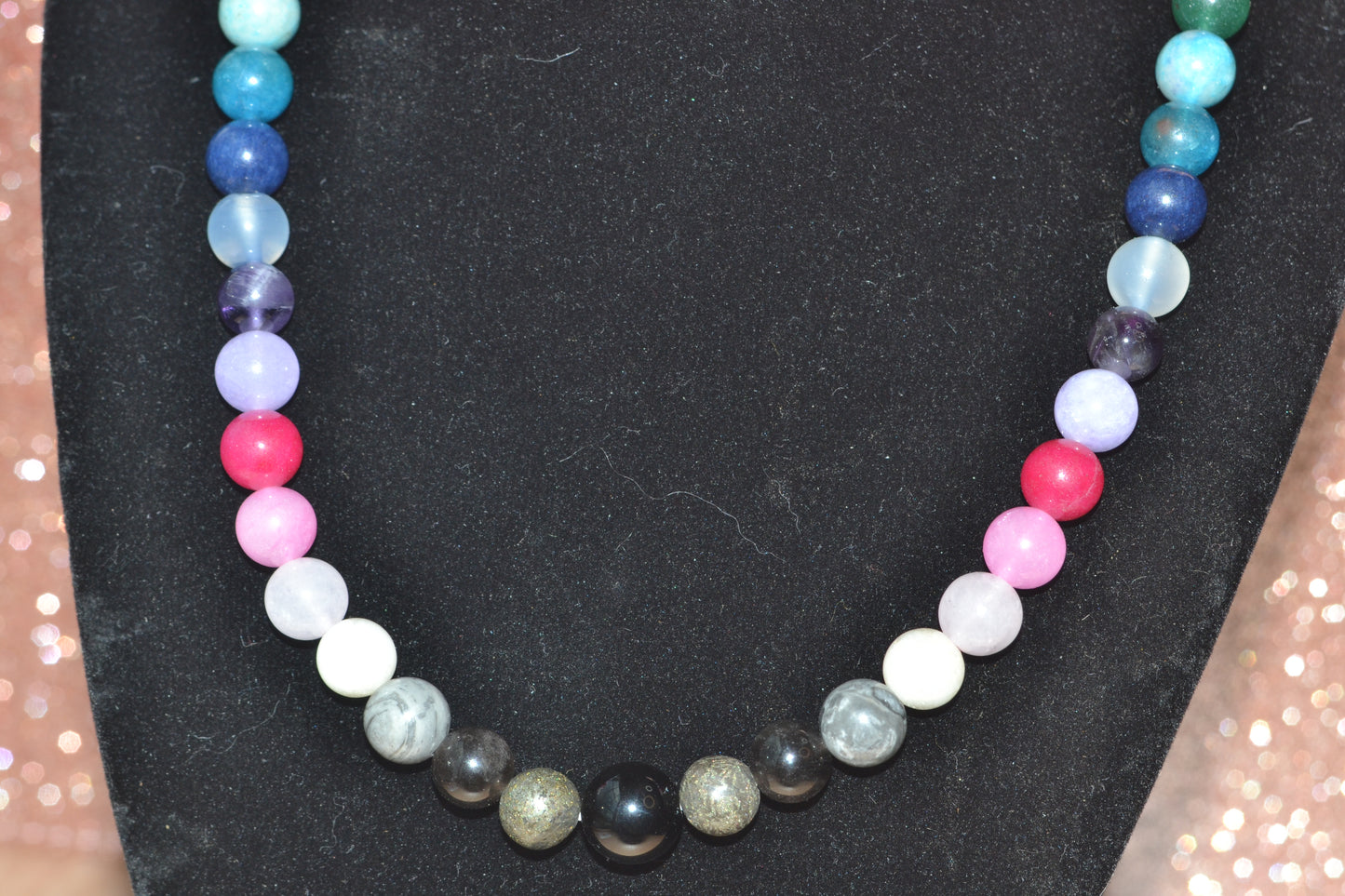 Gemstone Rainbow Journey Choker – Dual-Sided Power with Yellow Tiger’s Eye & Black Onyx (16”)