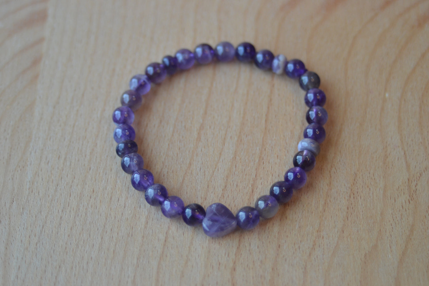 Amethyst Accent Bracelet – Rhythmic Rondelles & Heart of Love