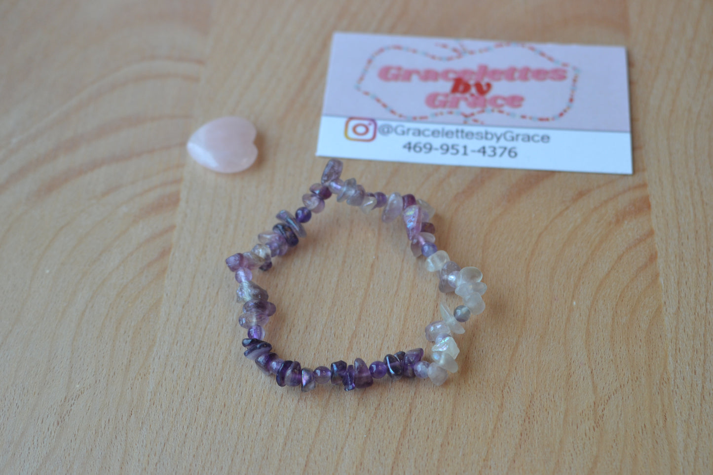 Purple Aura Fluorite & Amethyst Chip Bracelet – Clarity, Protection & Intuition