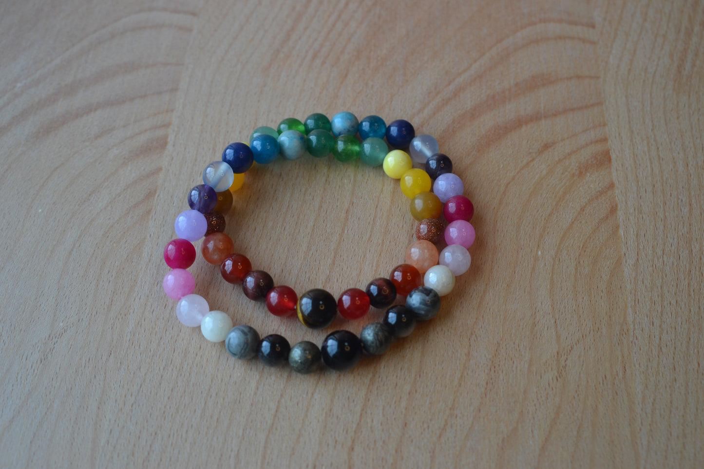 Gemstone Rainbow Journey Choker – Dual-Sided Power with Yellow Tiger’s Eye & Black Onyx (16”)