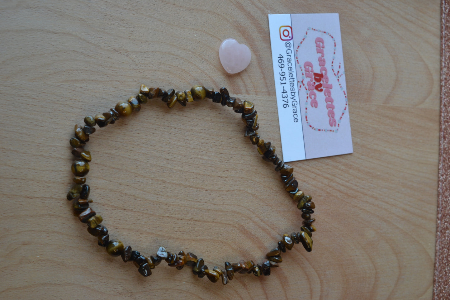 Tiger’s Eye Chip Choker with 8mm Round Spacers – Bold Energy (16”)