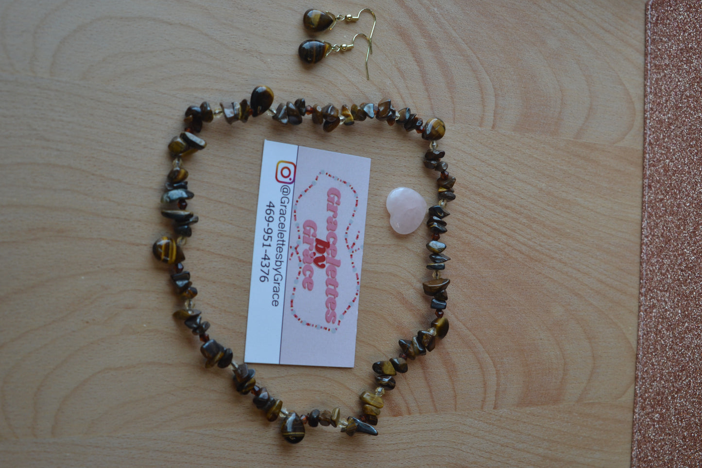 Tiger’s Eye Choker & Teardrop Earrings Set – Grounding & Confidence Jewelry