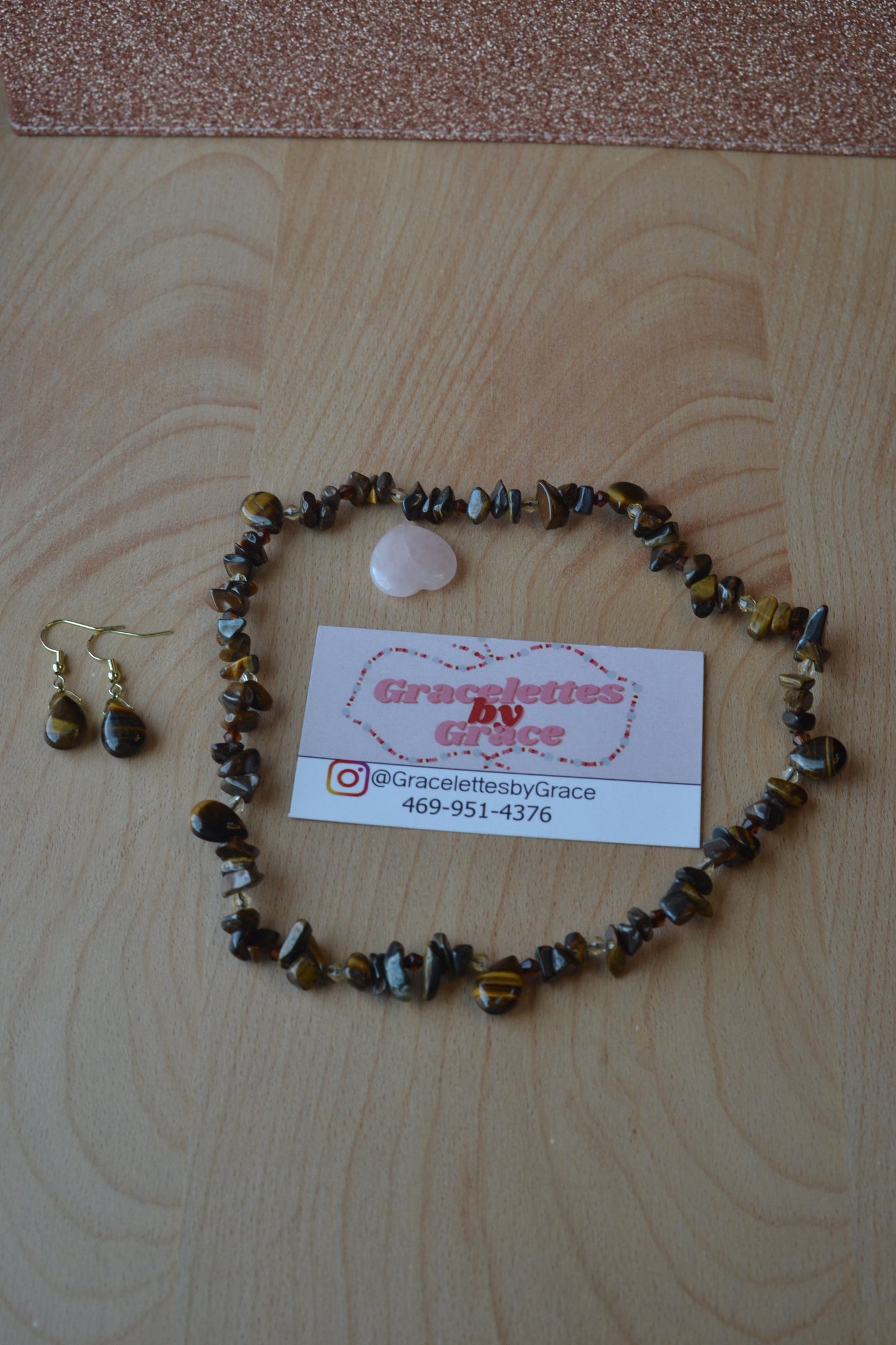 Tiger’s Eye Choker & Teardrop Earrings Set – Grounding & Confidence Jewelry