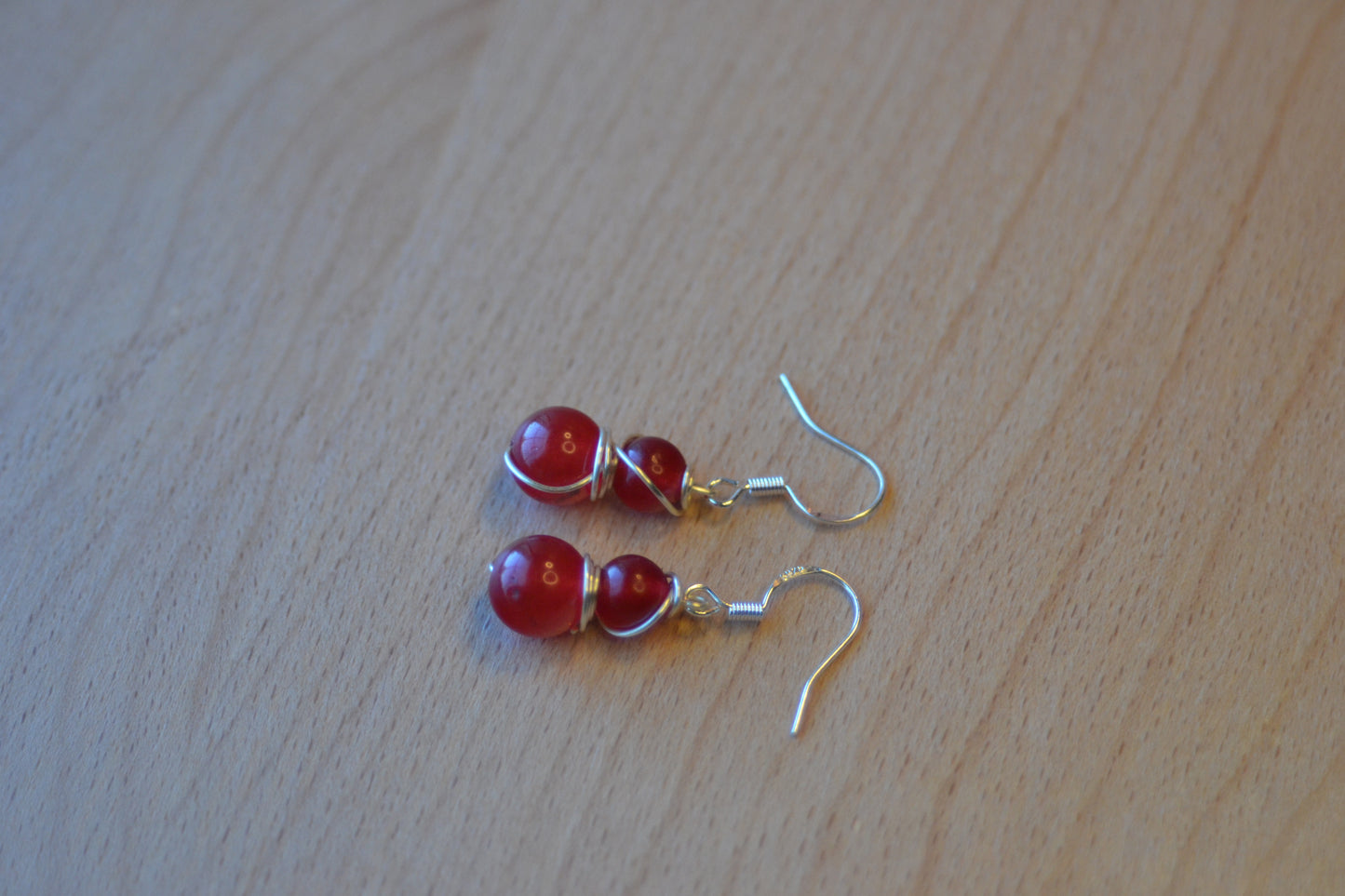 Cherry Quartz Earrings – Graceful Clarity in Silver