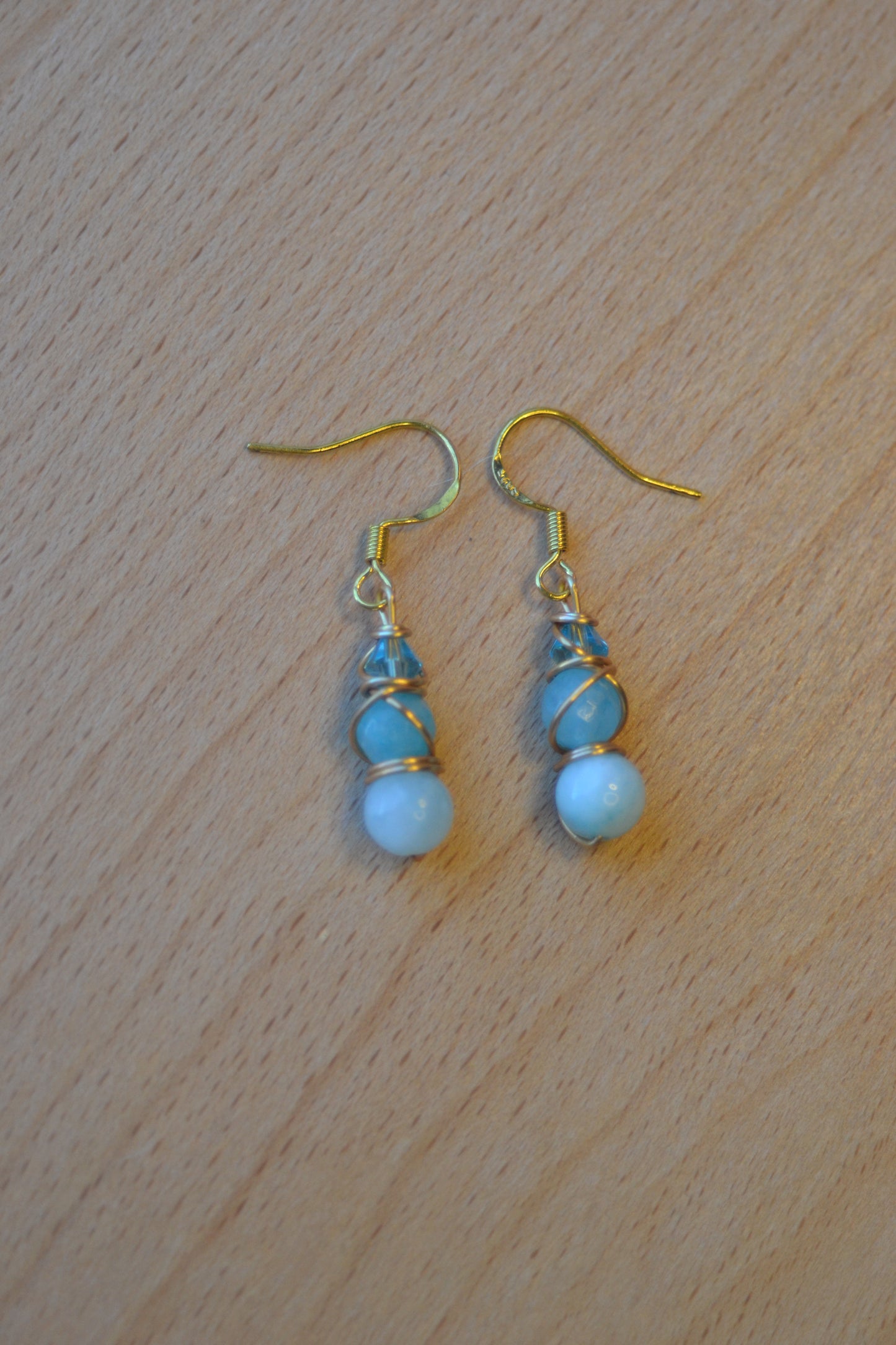 Aquamarine Tiered Earrings – Serenity in Gold (1.25")