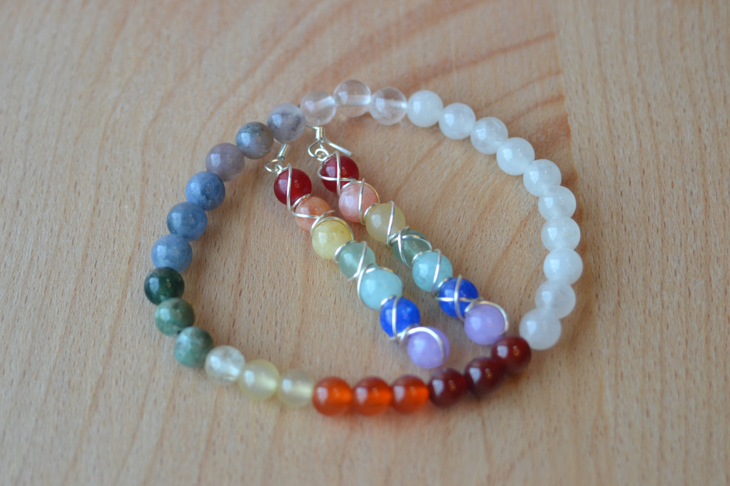 Radiant Rainbow Gemstone Set – Earrings & Bracelet for Balance, Light & Alignment
