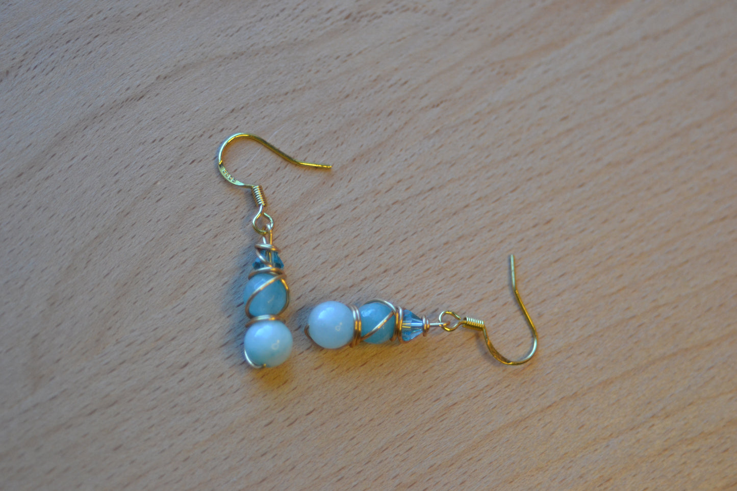 Aquamarine Tiered Earrings – Serenity in Gold (1.25")