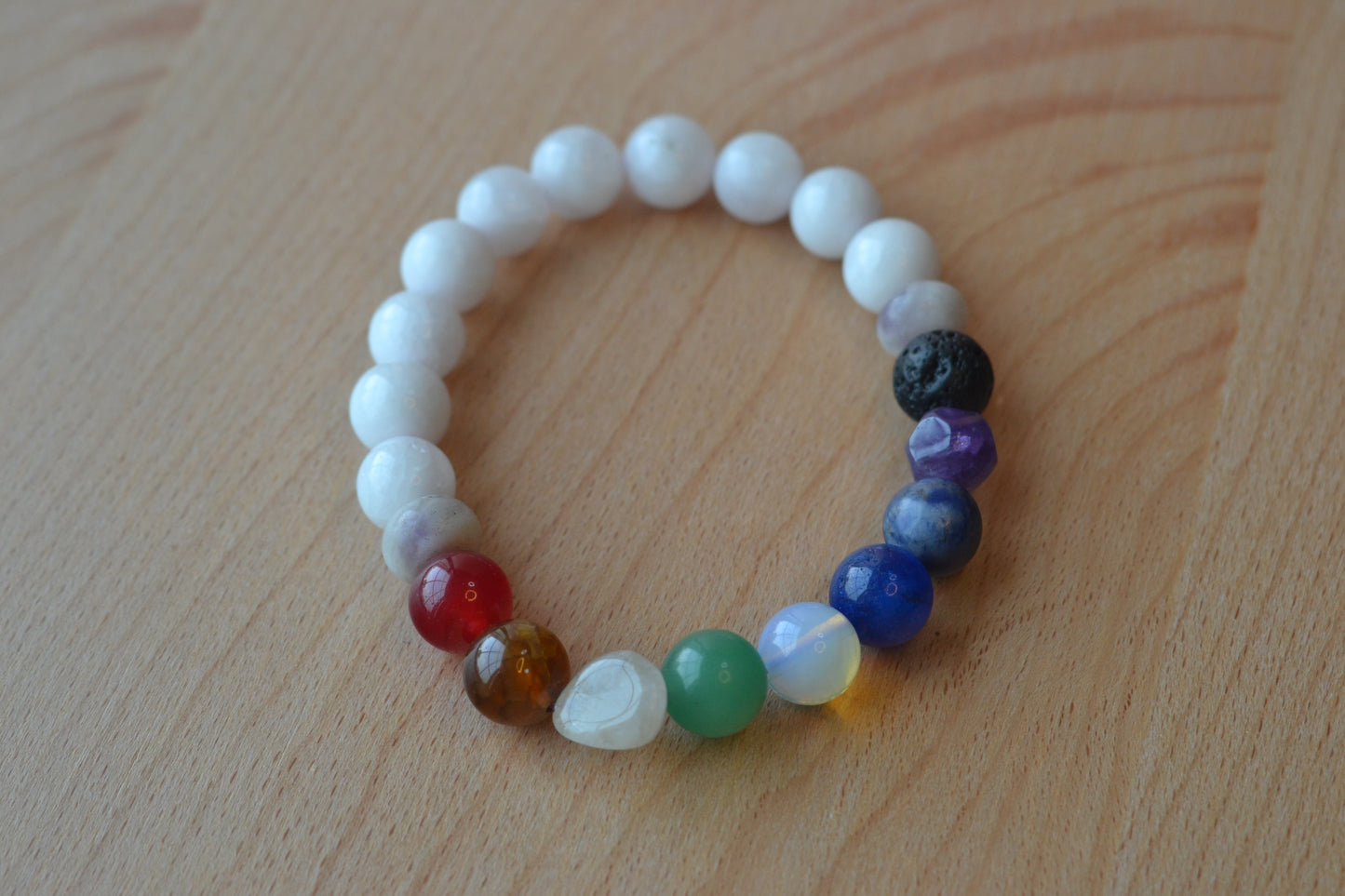 White Quartz & Rainbow Energy Bracelet – Super 7 Anchors & Full-Spectrum Power (8mm)