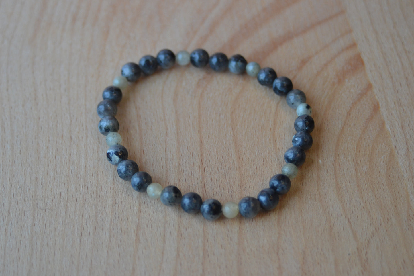 Labradorite Light & Shadow Bracelet – 4mm Grey & 2mm Green Labradorite for Intuition & Balance