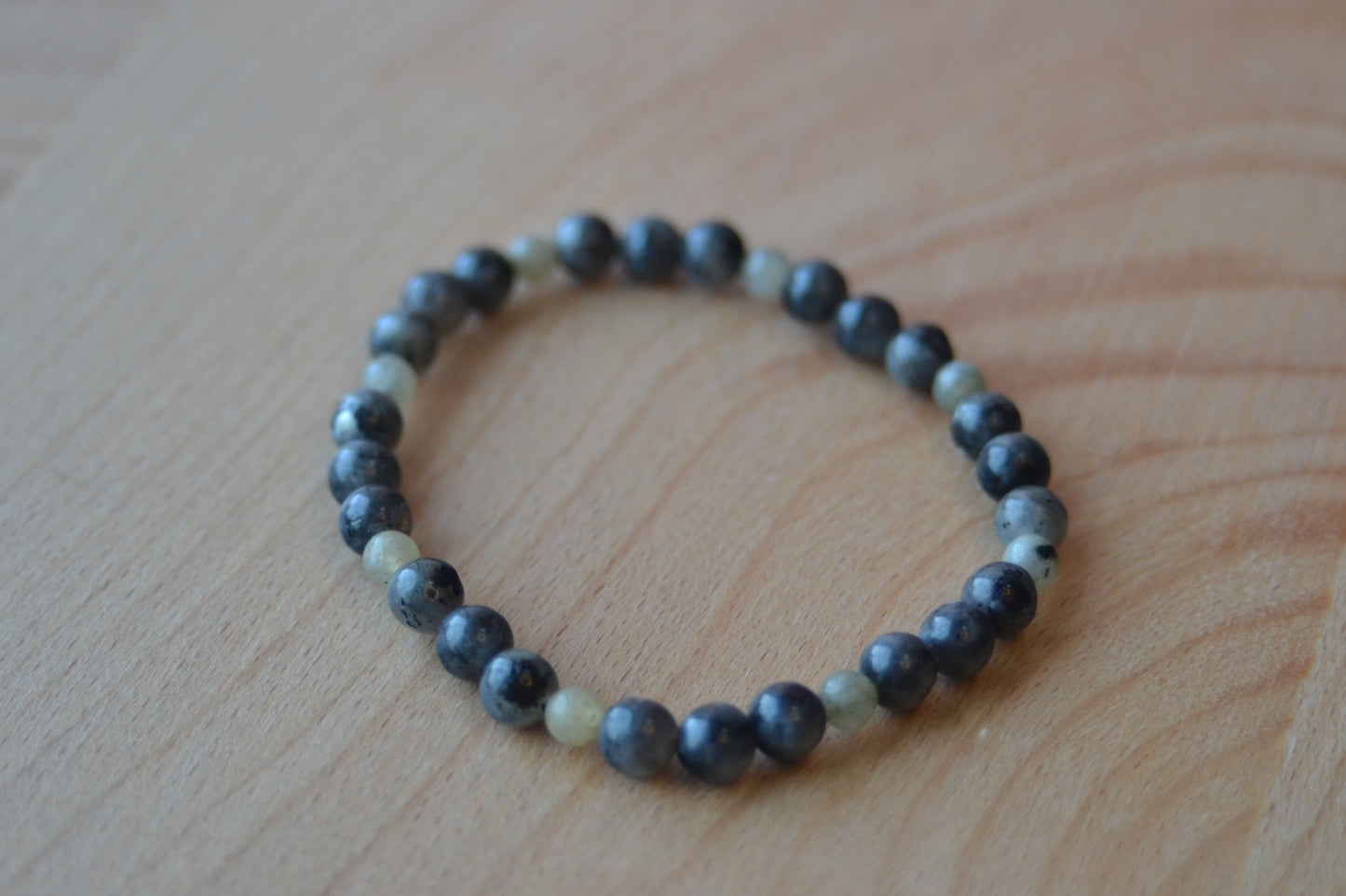 Labradorite Light & Shadow Bracelet – 4mm Grey & 2mm Green Labradorite for Intuition & Balance