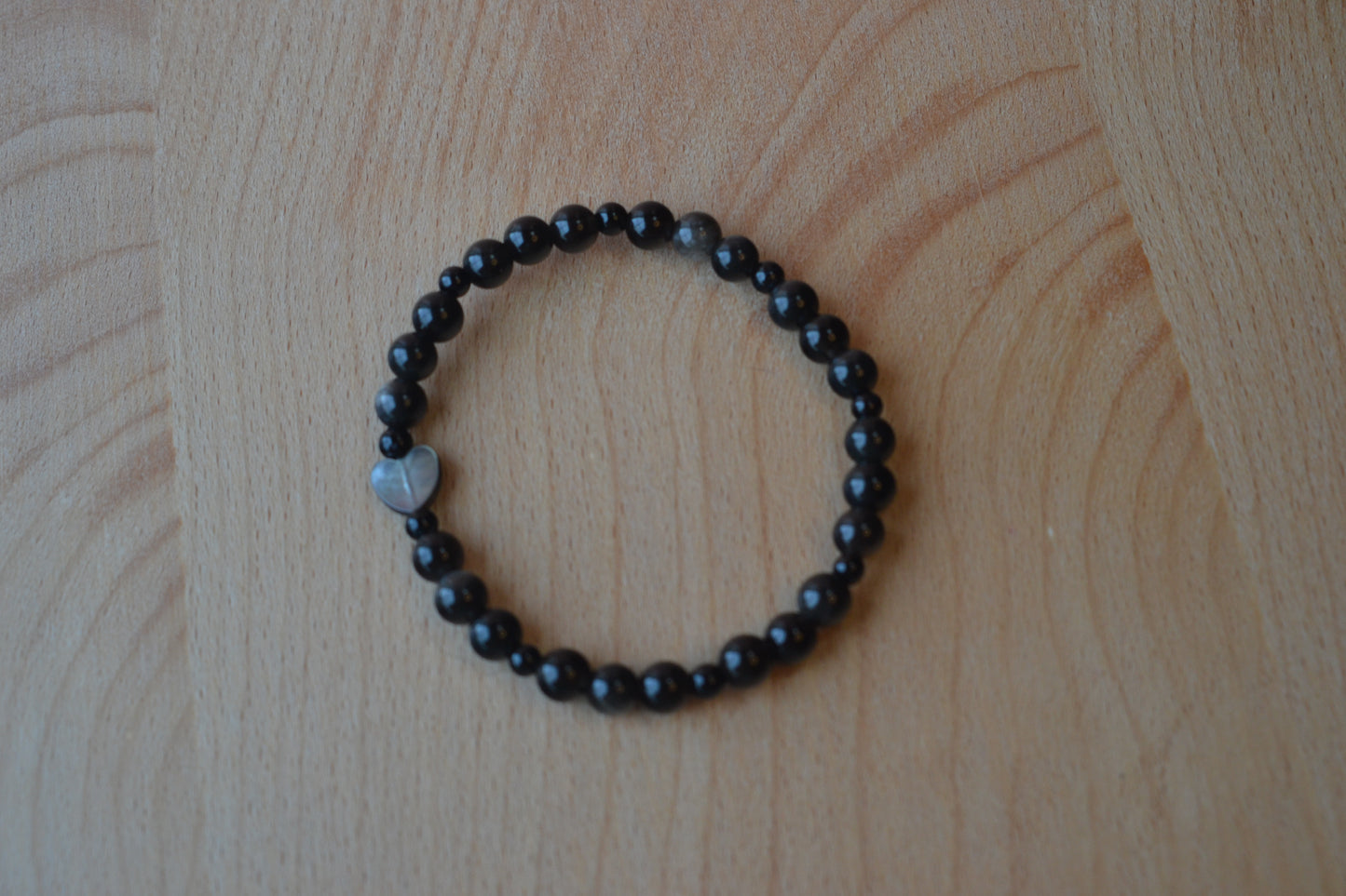 Obsidian & Onyx Heart Bracelet – Grounded Protection & Inner Strength (4mm + 2mm)
