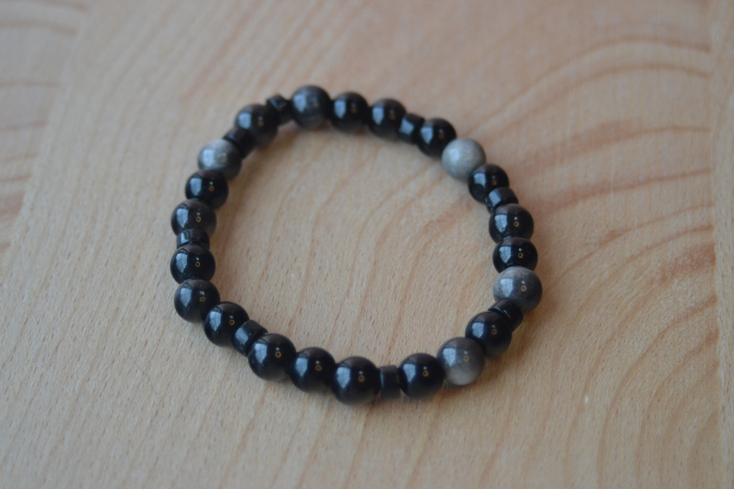 Masculine Silver Obsidian Bracelet – Grounded Strength & Protection