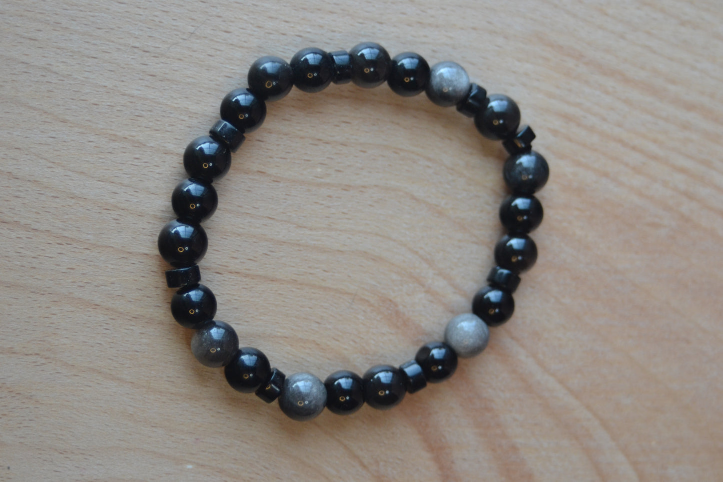 Masculine Silver Obsidian Bracelet – Grounded Strength & Protection