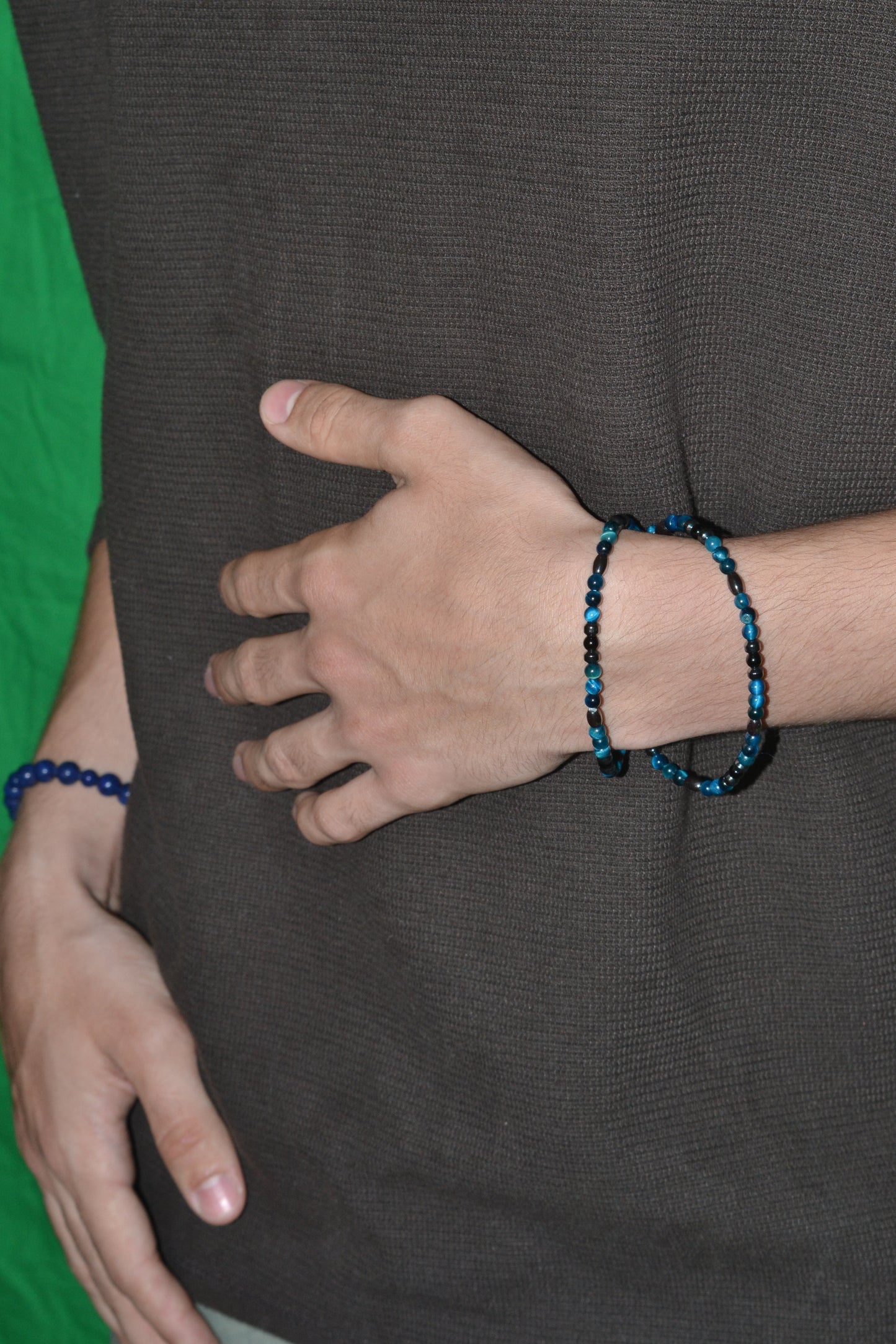Blue Tiger’s Eye, Hematite & Black Onyx Choker – Grounding & Focused Energy (16”)