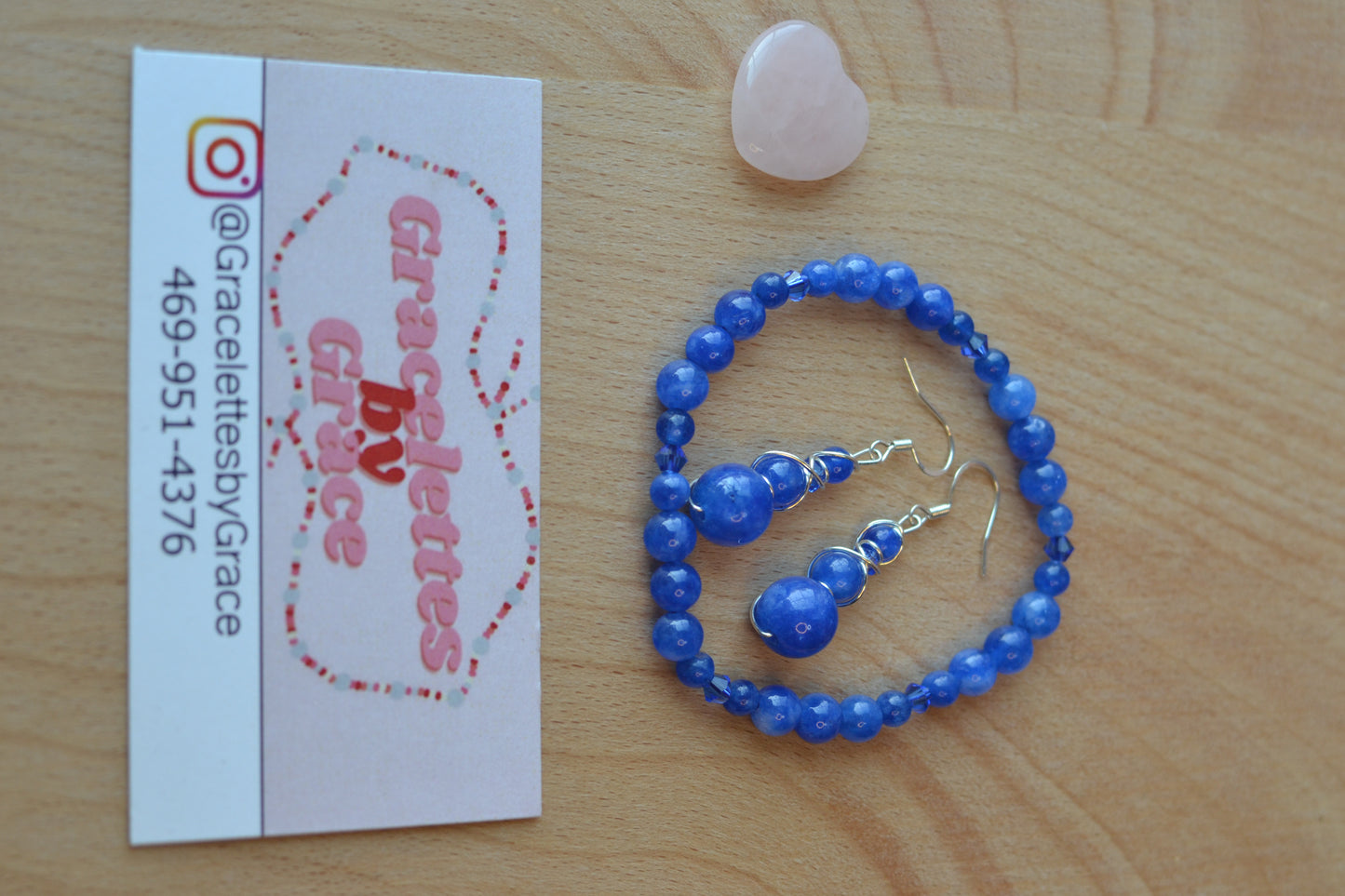 Druzy Blue Jasper Earring & Bracelet Set – Clarity, Calm & Sparkling Strength