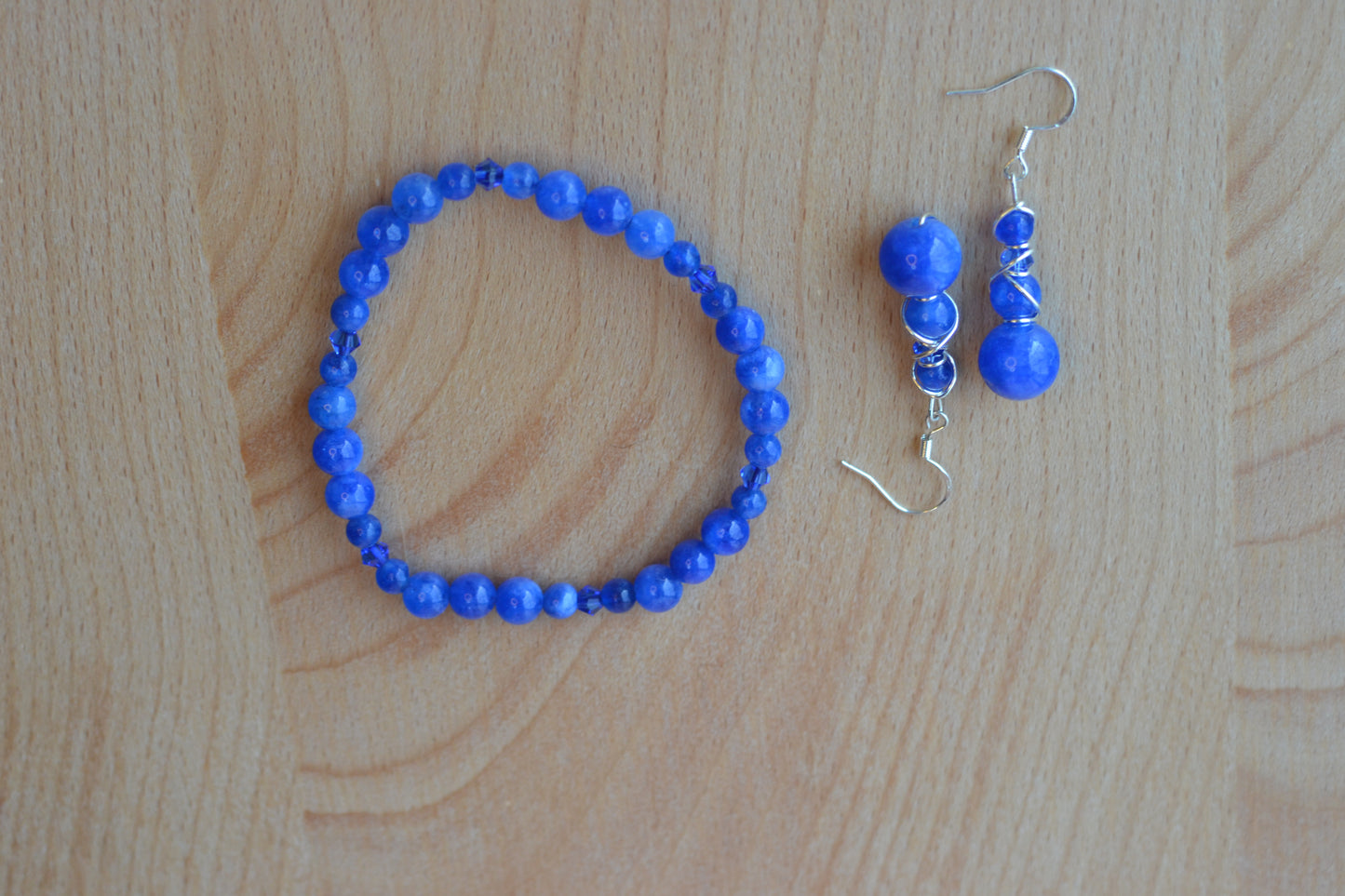 Druzy Blue Jasper Earring & Bracelet Set – Clarity, Calm & Sparkling Strength