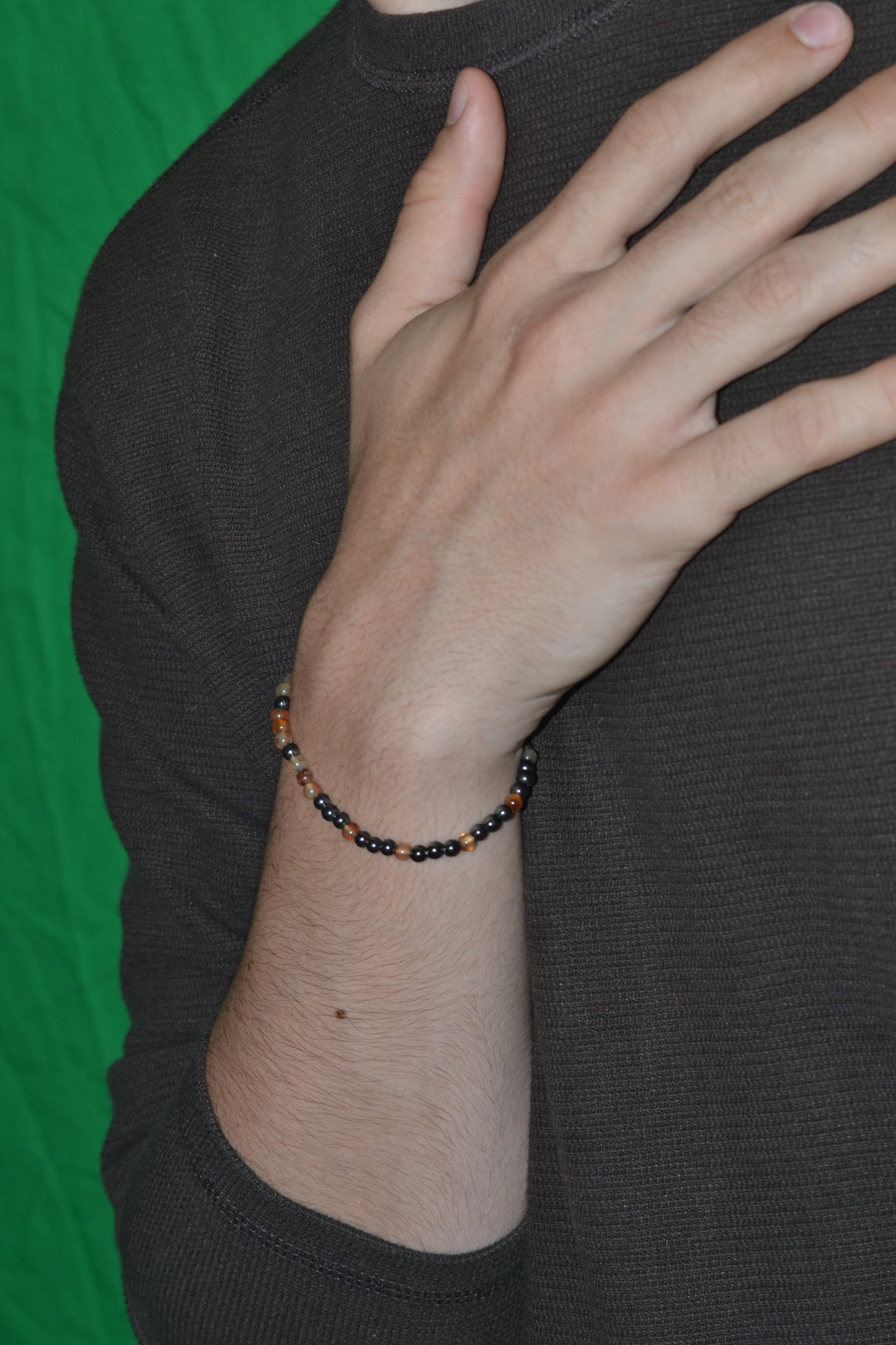 Hematite & Yellow Agate Bracelet – Grounded Joy & Mental Clarity (2mm)