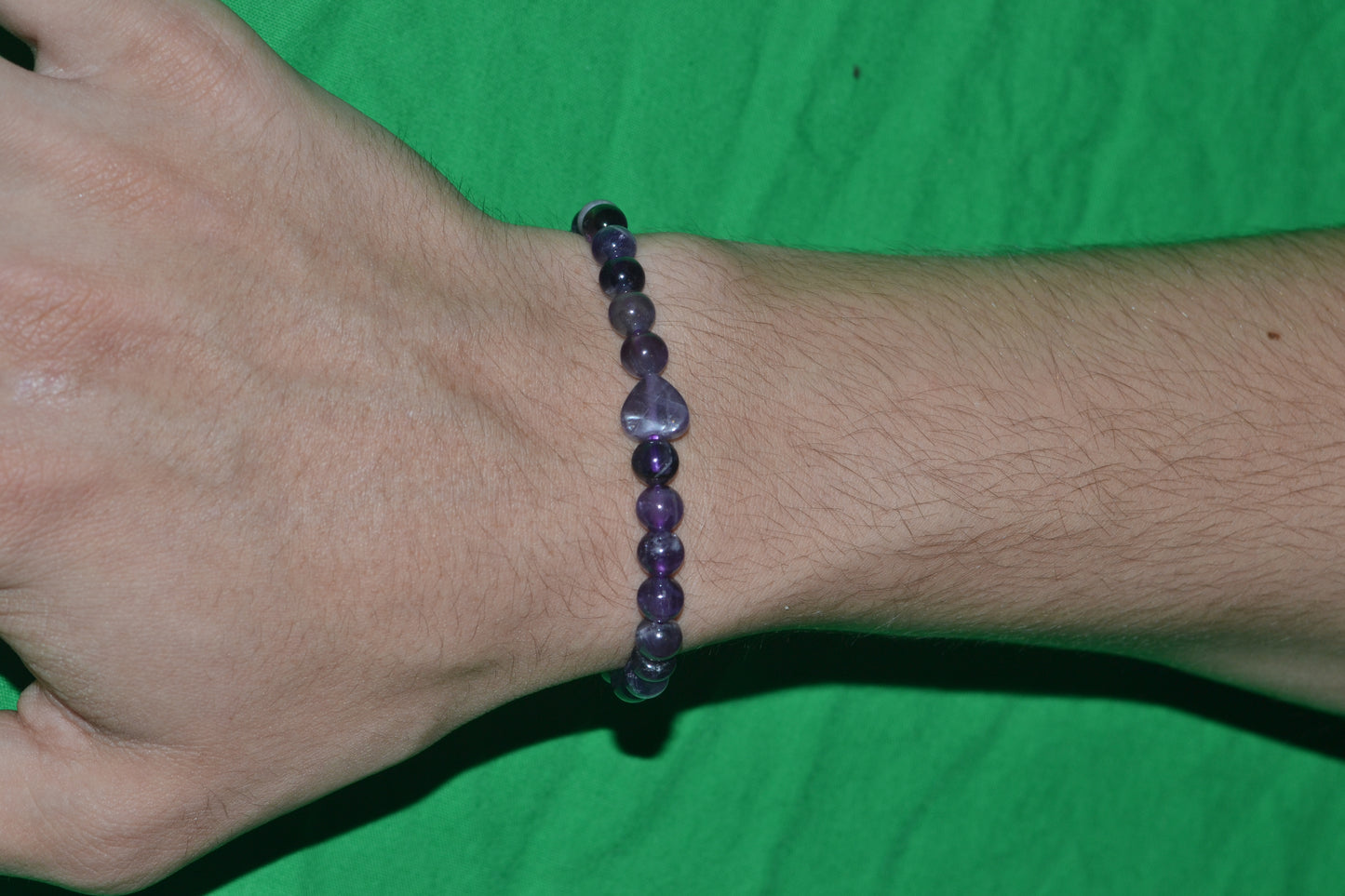 Amethyst Accent Bracelet – Rhythmic Rondelles & Heart of Love