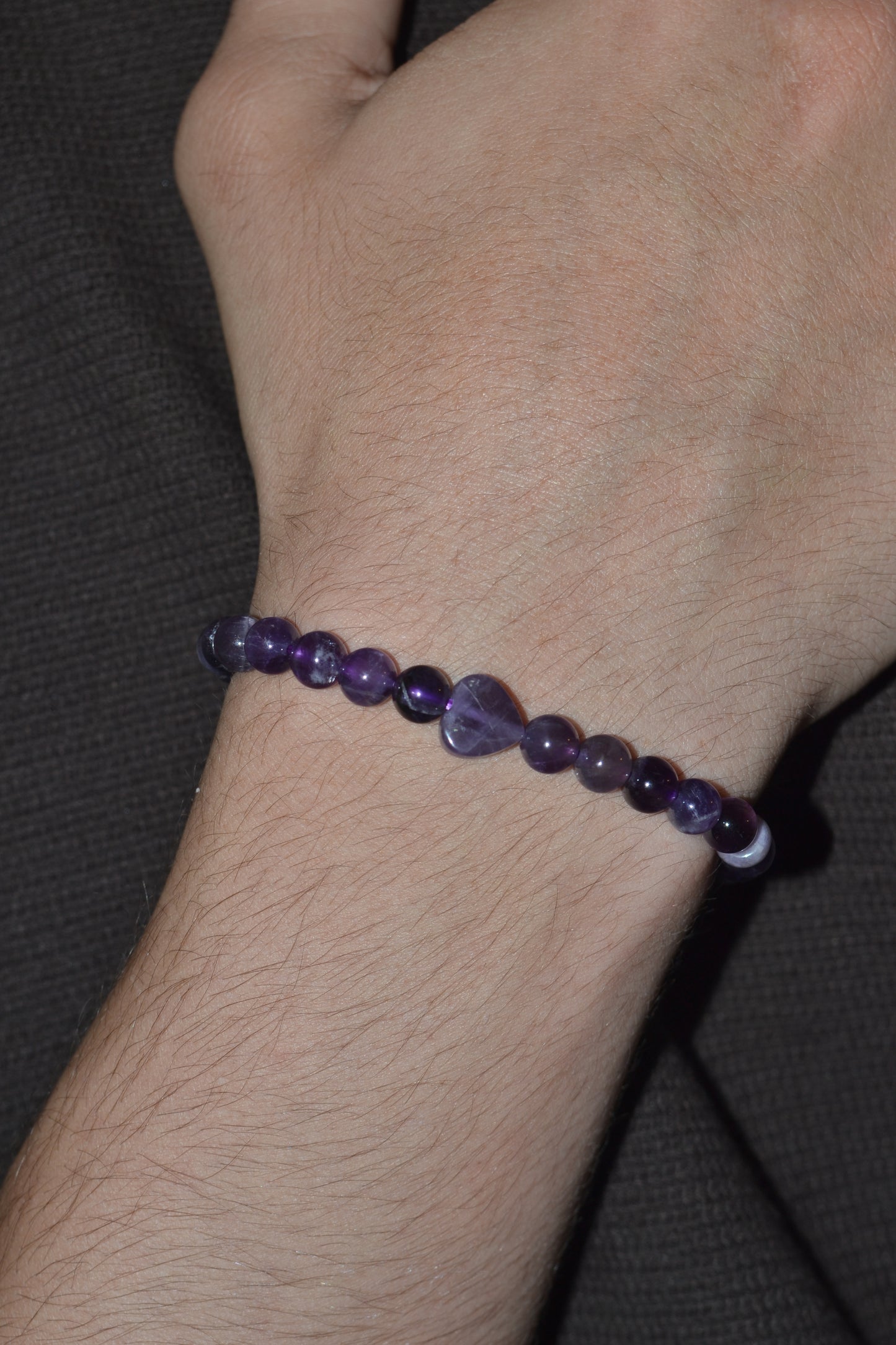 Amethyst Accent Bracelet – Rhythmic Rondelles & Heart of Love