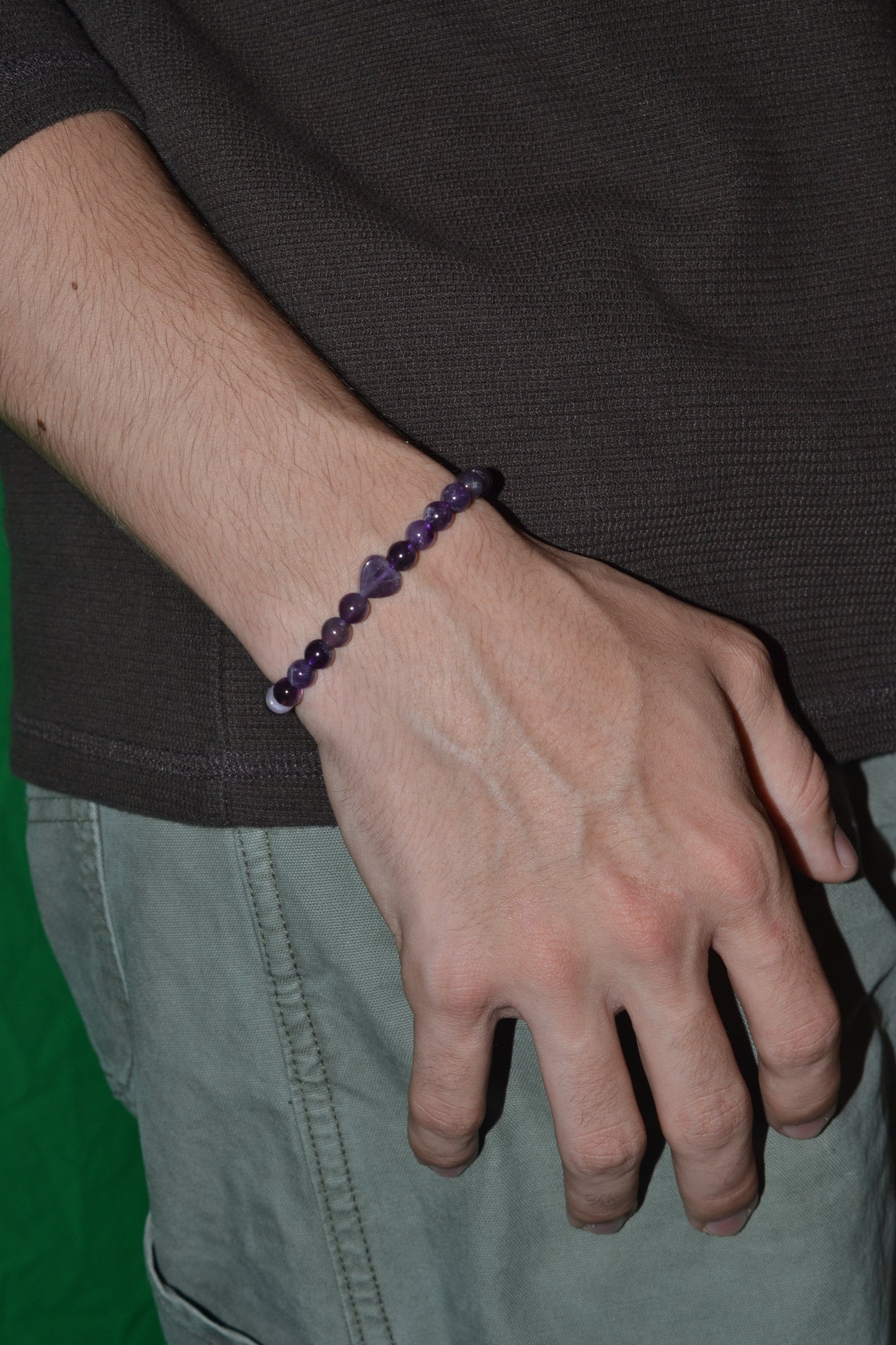 Amethyst Accent Bracelet – Rhythmic Rondelles & Heart of Love