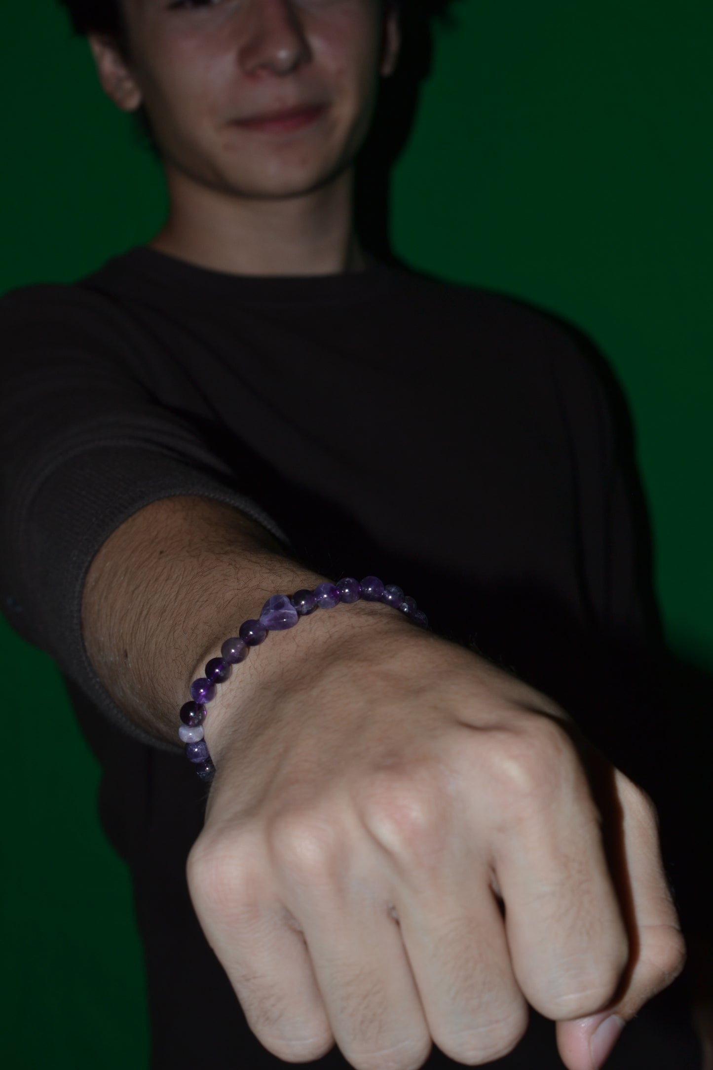Amethyst Accent Bracelet – Rhythmic Rondelles & Heart of Love