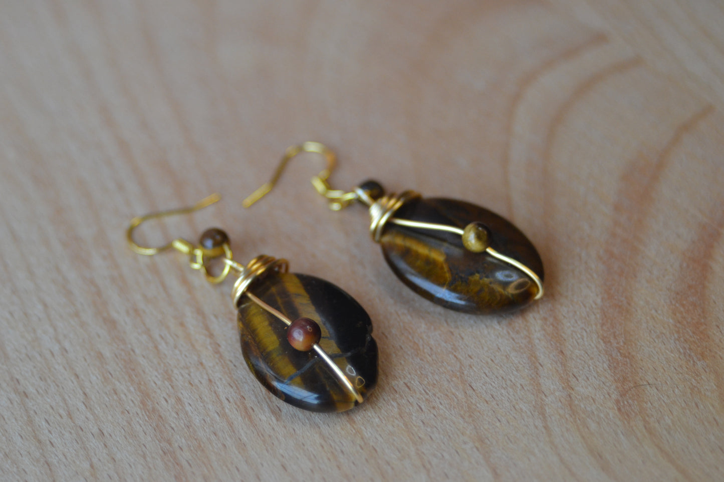 🐅 Oval Tiger’s Eye Earrings – “Golden Gaze”