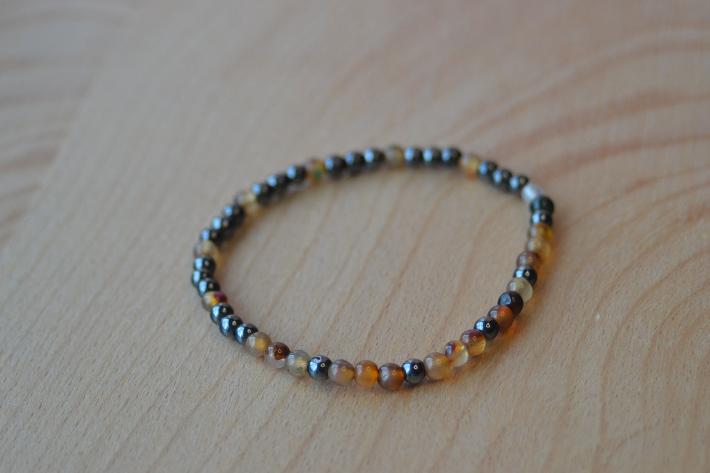 Hematite & Yellow Agate Bracelet – Grounded Joy & Mental Clarity (2mm)