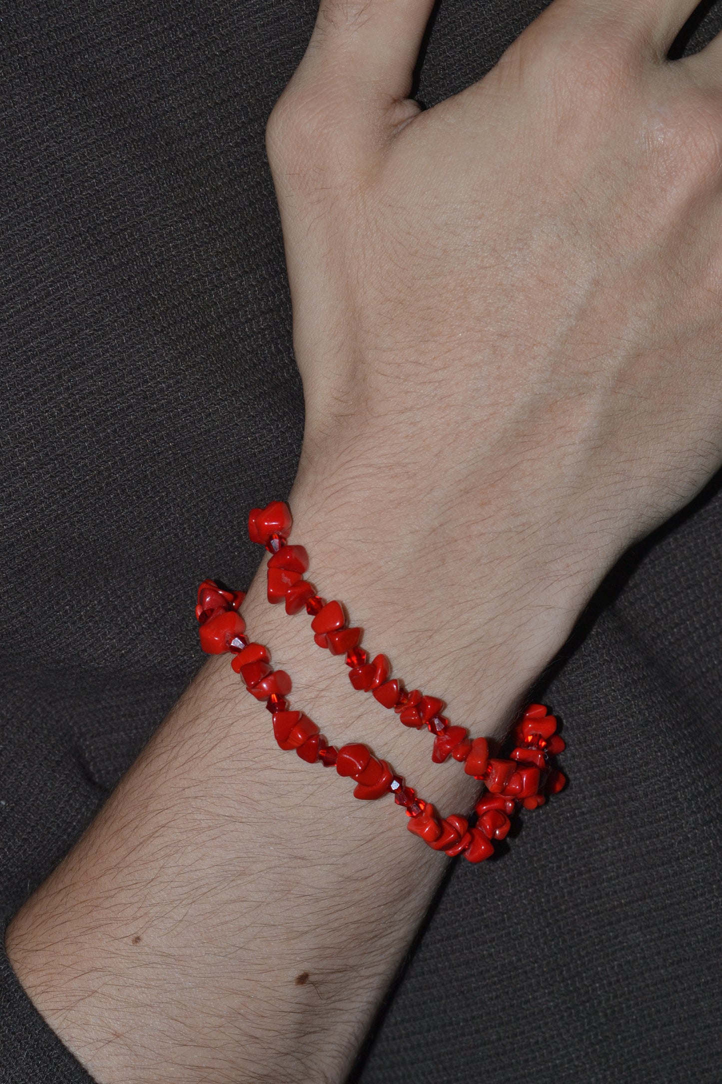 Red Coral & Crystal Necklace – 16" | Handmade Statement Jewelry for Confidence & Vitality