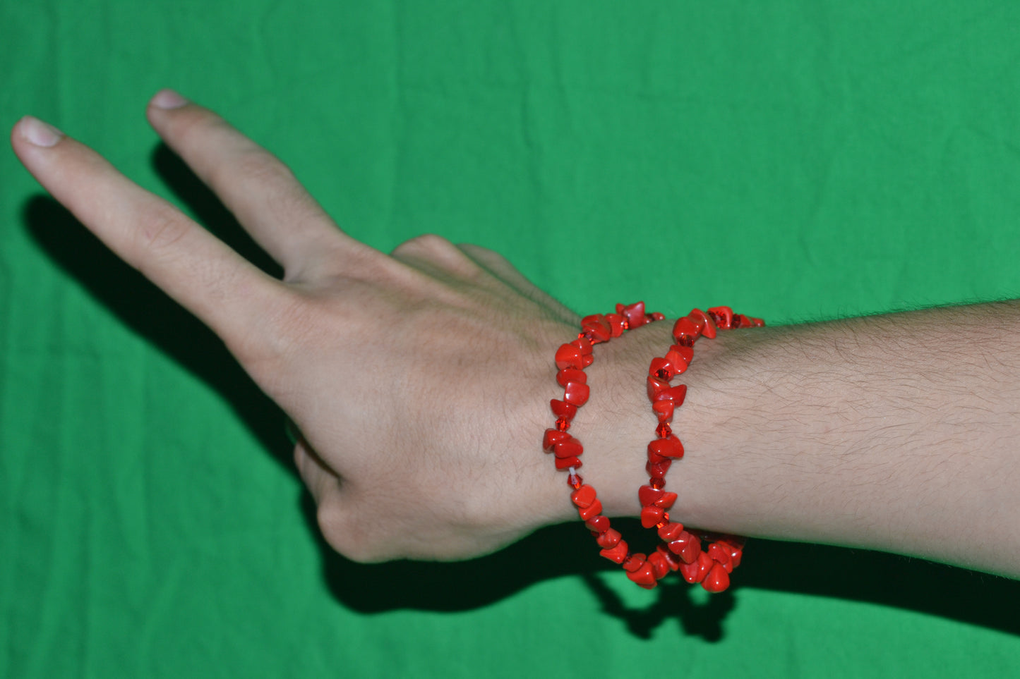 Red Coral & Crystal Necklace – 16" | Handmade Statement Jewelry for Confidence & Vitality