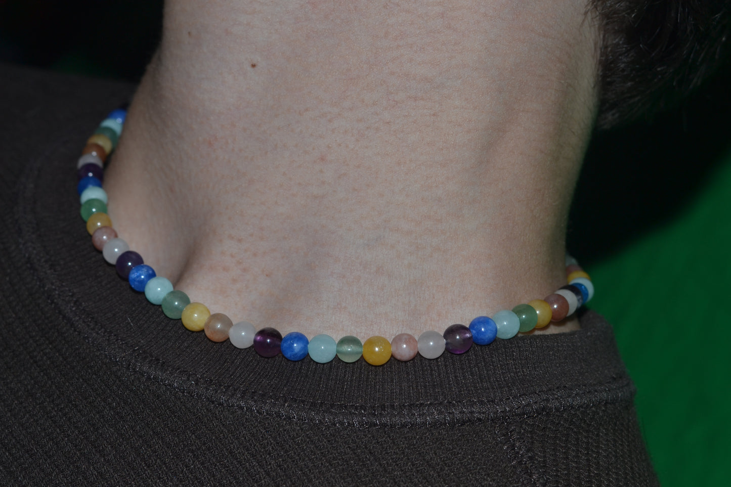 Delicate Rainbow Crystal Choker – Rose Quartz, Aquamarine, Amethyst & More (16”)