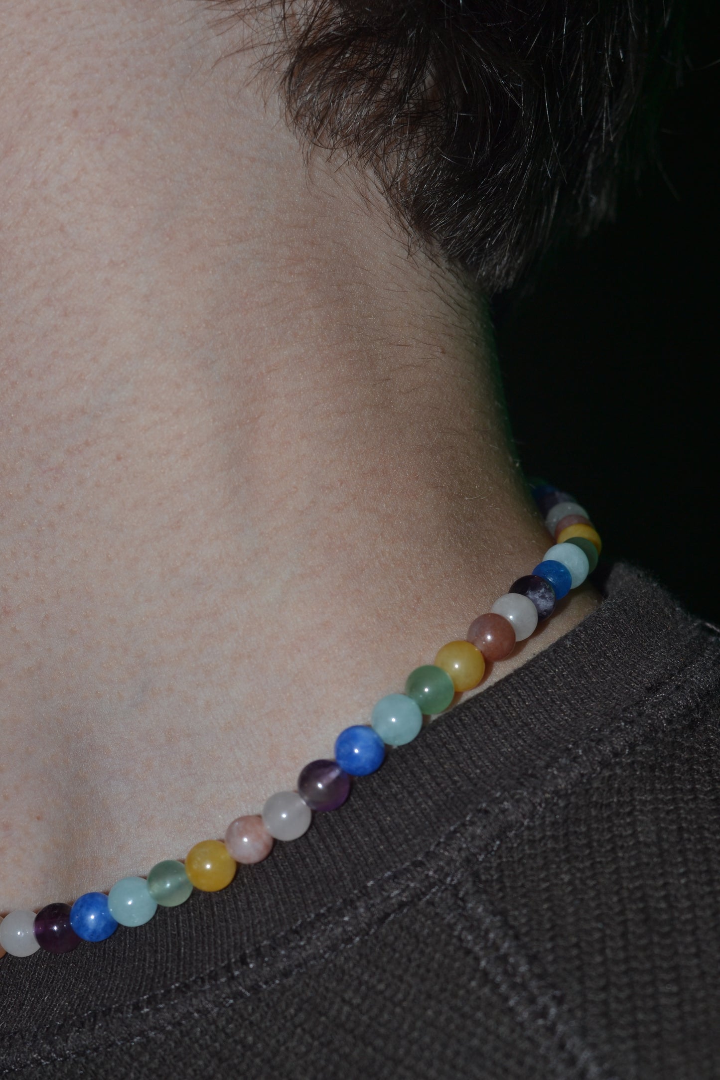 Delicate Rainbow Crystal Choker – Rose Quartz, Aquamarine, Amethyst & More (16”)