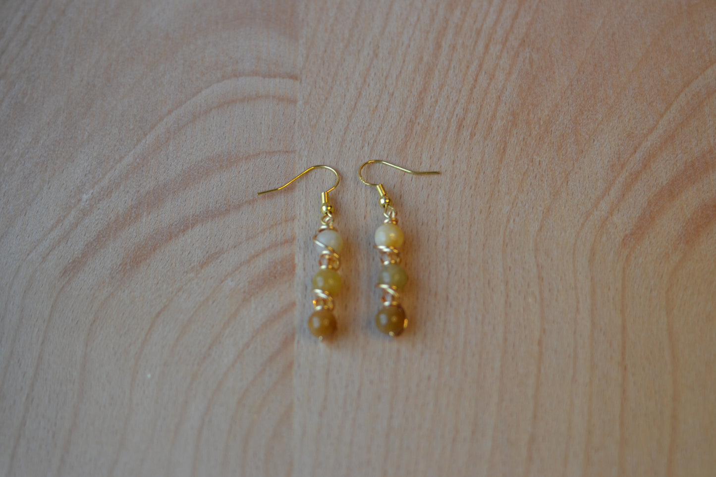 🌞 Golden Jade Gradient Earrings – “Amber Bloom”