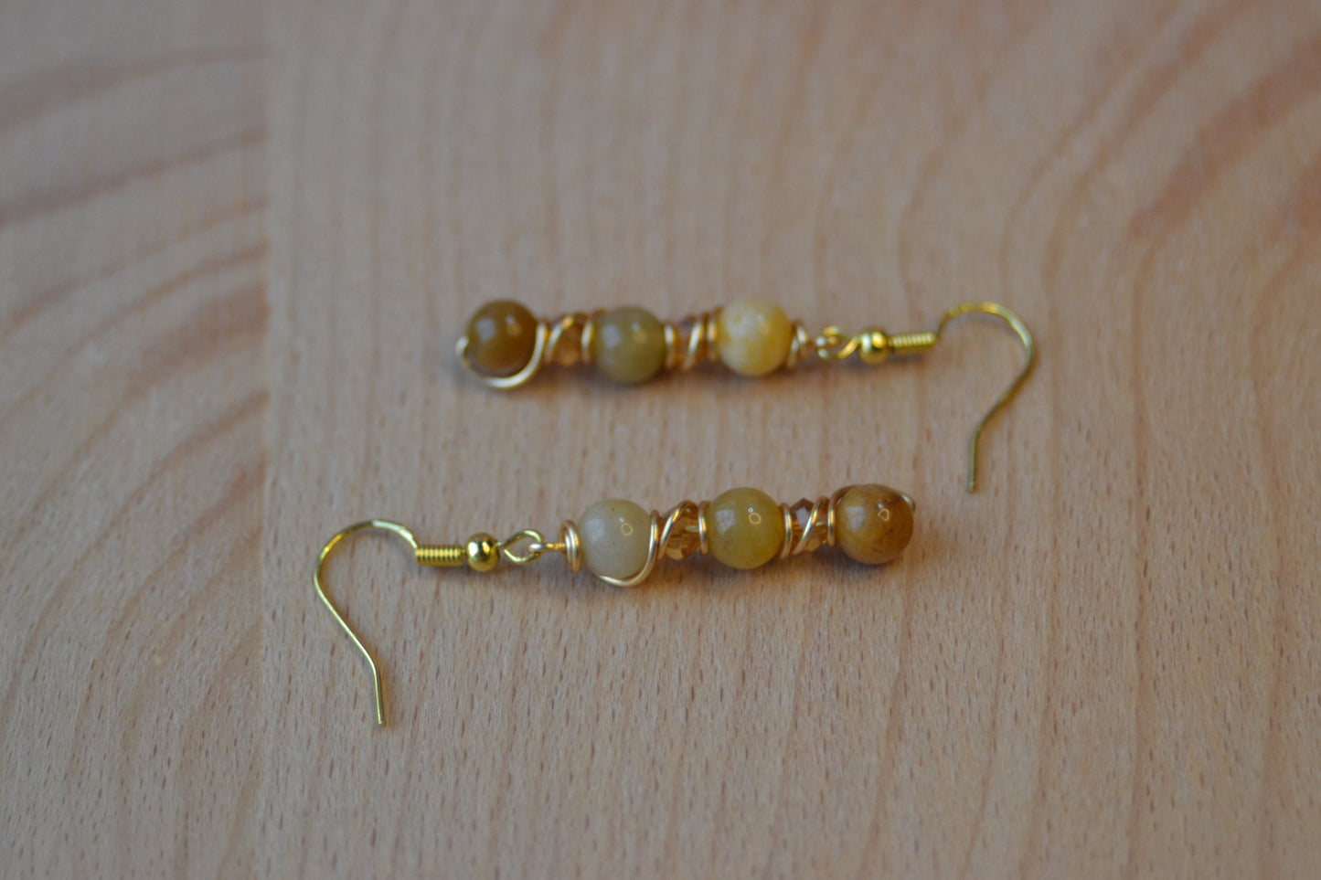 🌞 Golden Jade Gradient Earrings – “Amber Bloom”