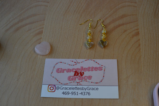 💛 Heart of Gold Earrings – Citrine & Mother of Pearl