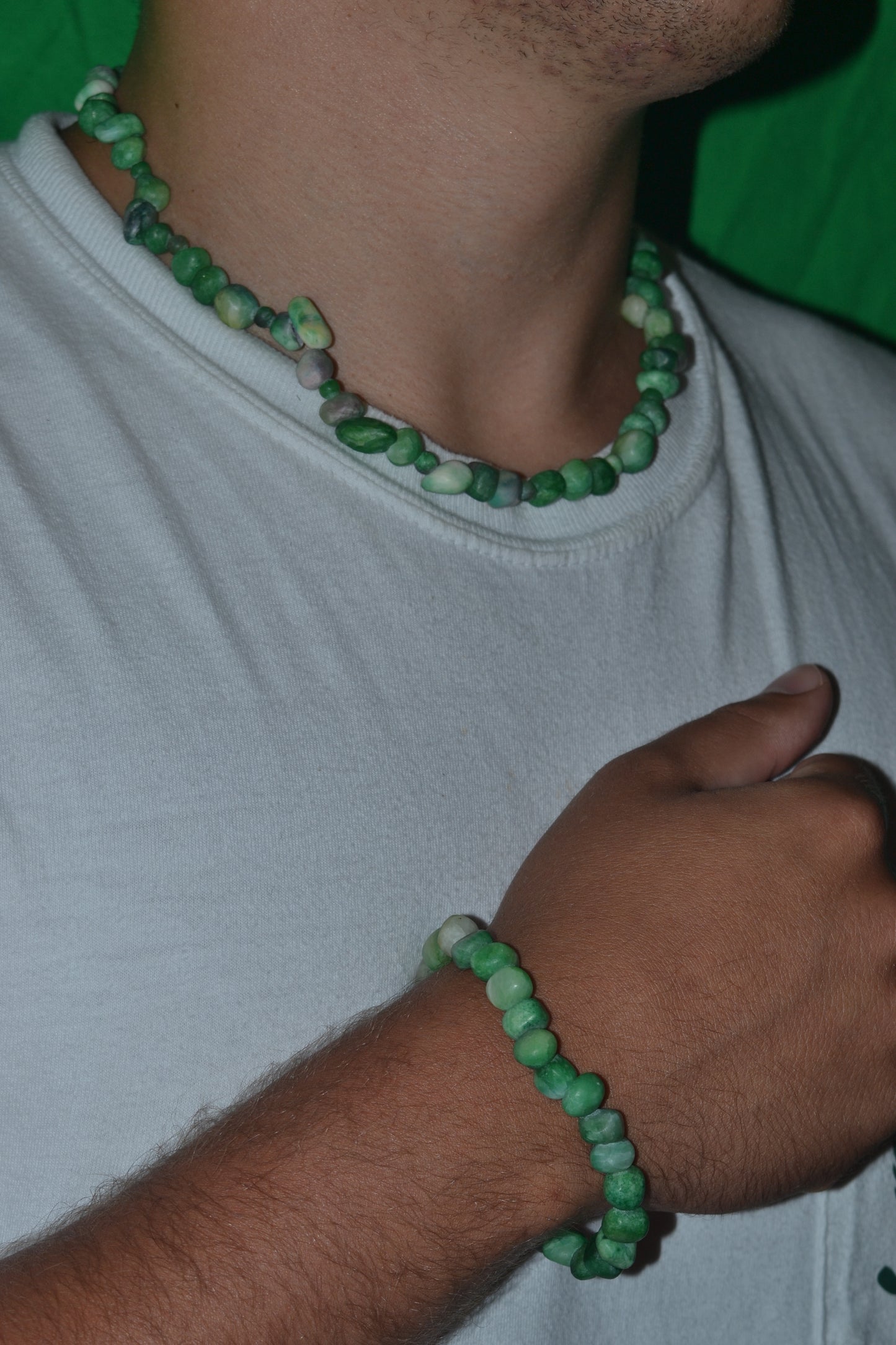 Raw Jade Choker & Bracelet Set – Wild Heart Energy & Earth Beauty (18")